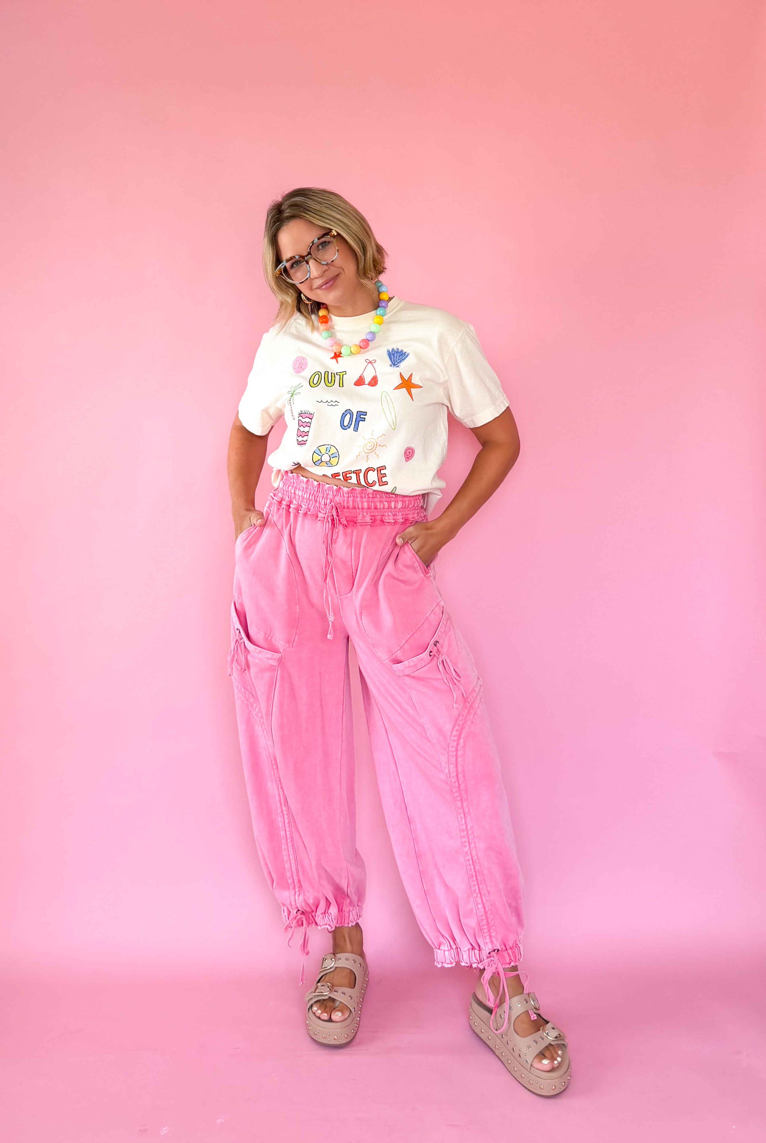 mittoshop pink jogger pants