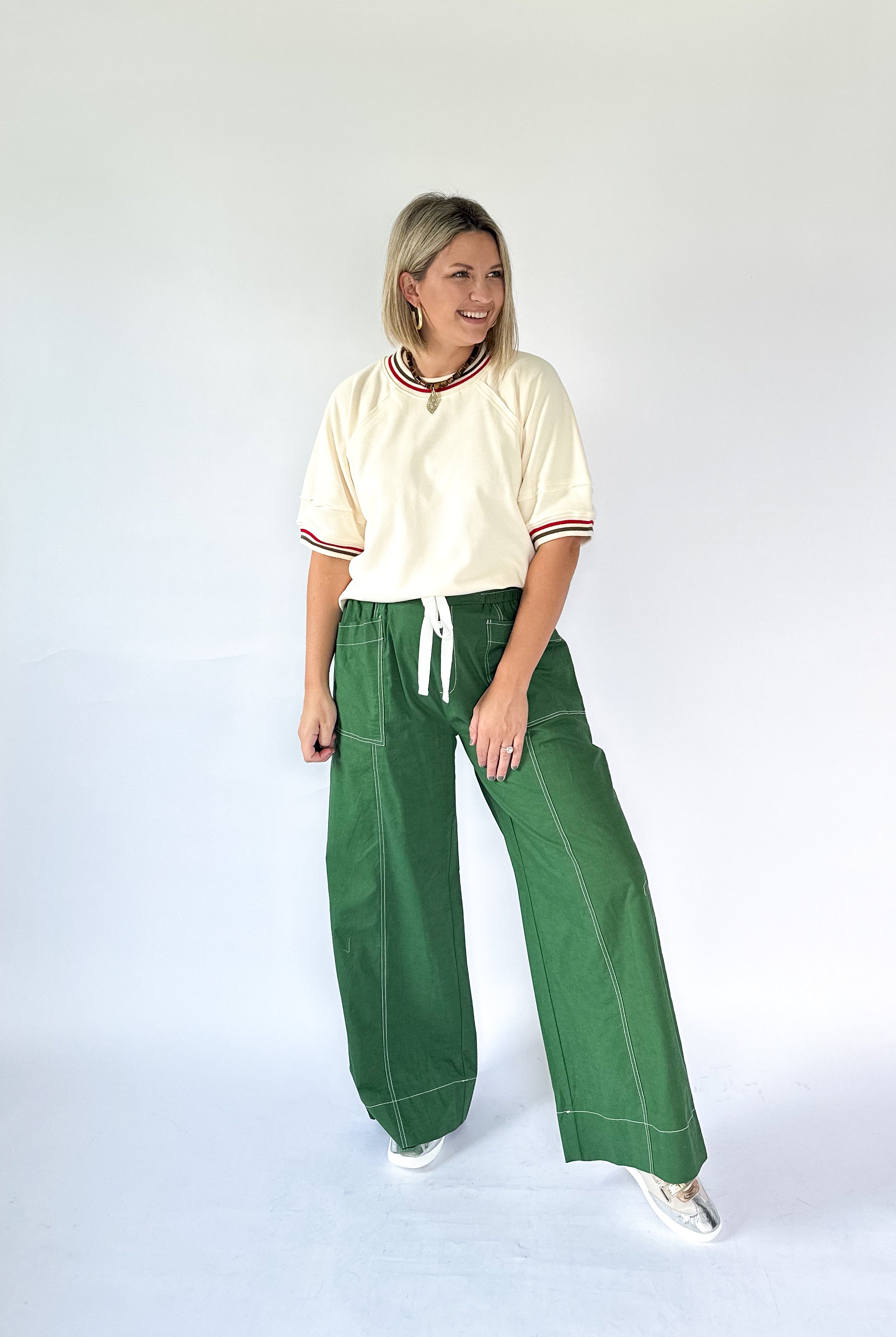 entro green wide leg pant