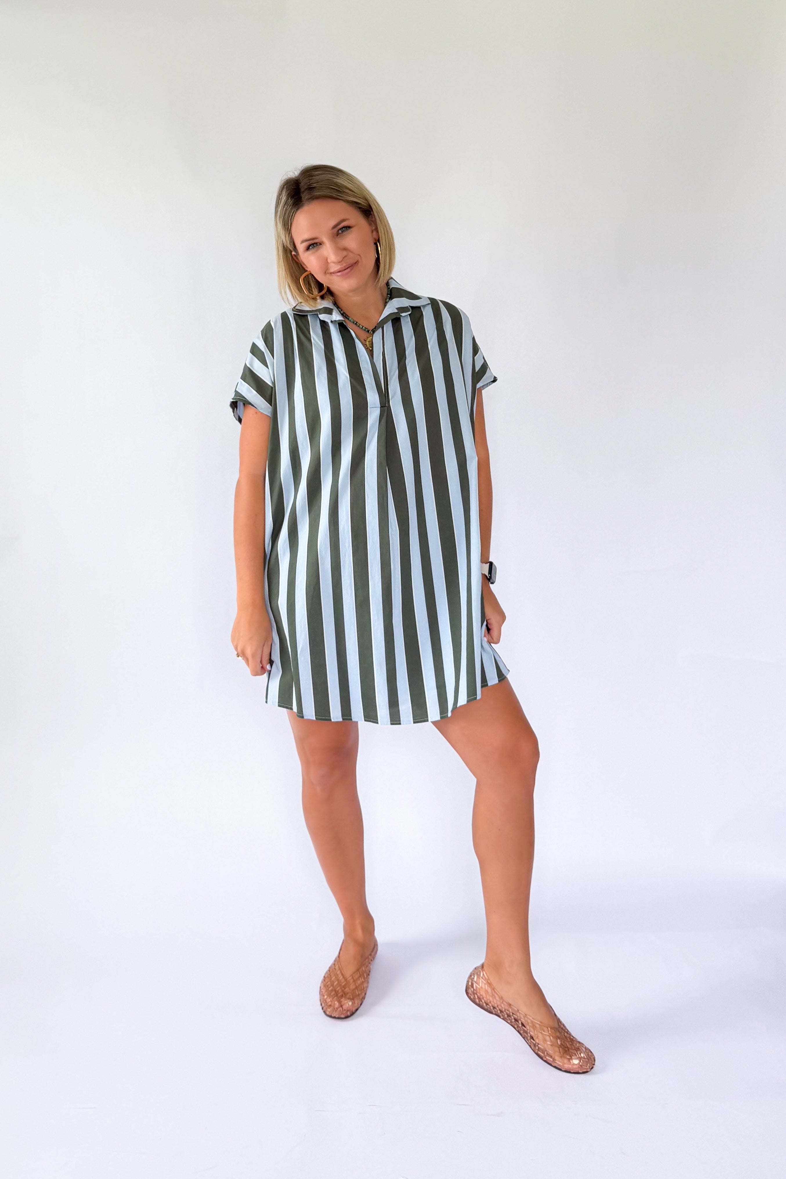 Bold Stripe Signature Shirt Dress By Karlie