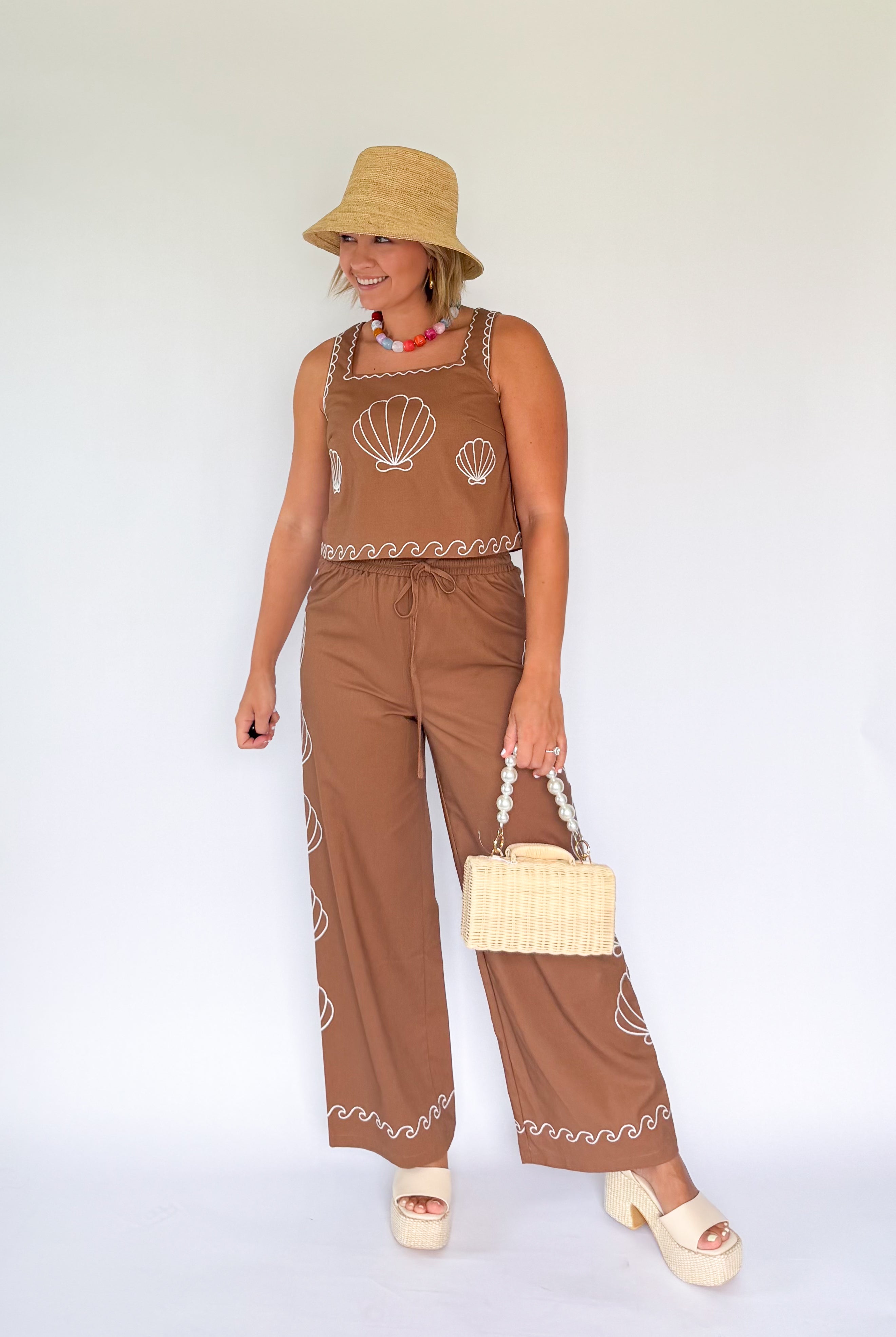 Shell Embroidered Pant By Karlie