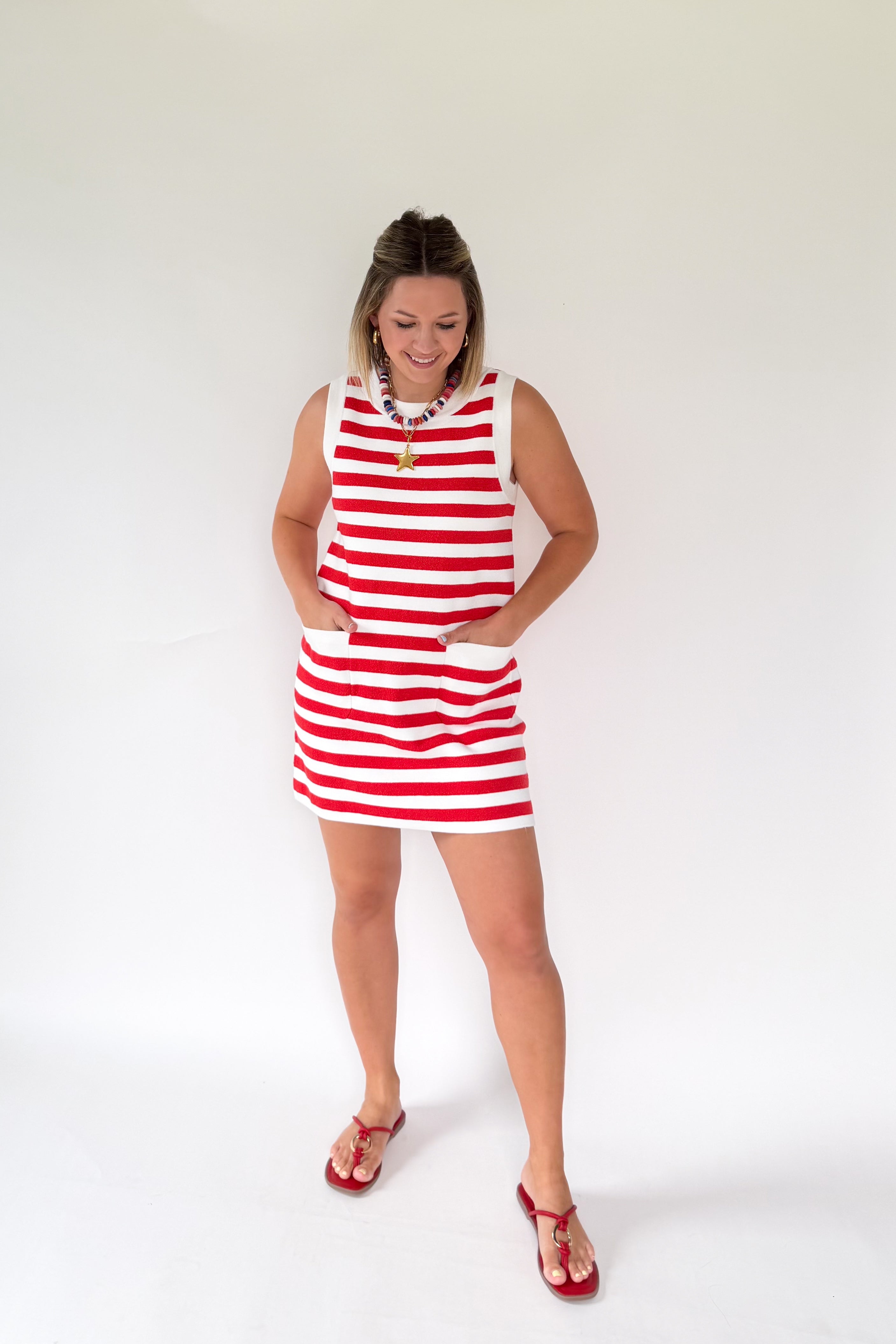 MABLE RED & WHITE MINI DRESS