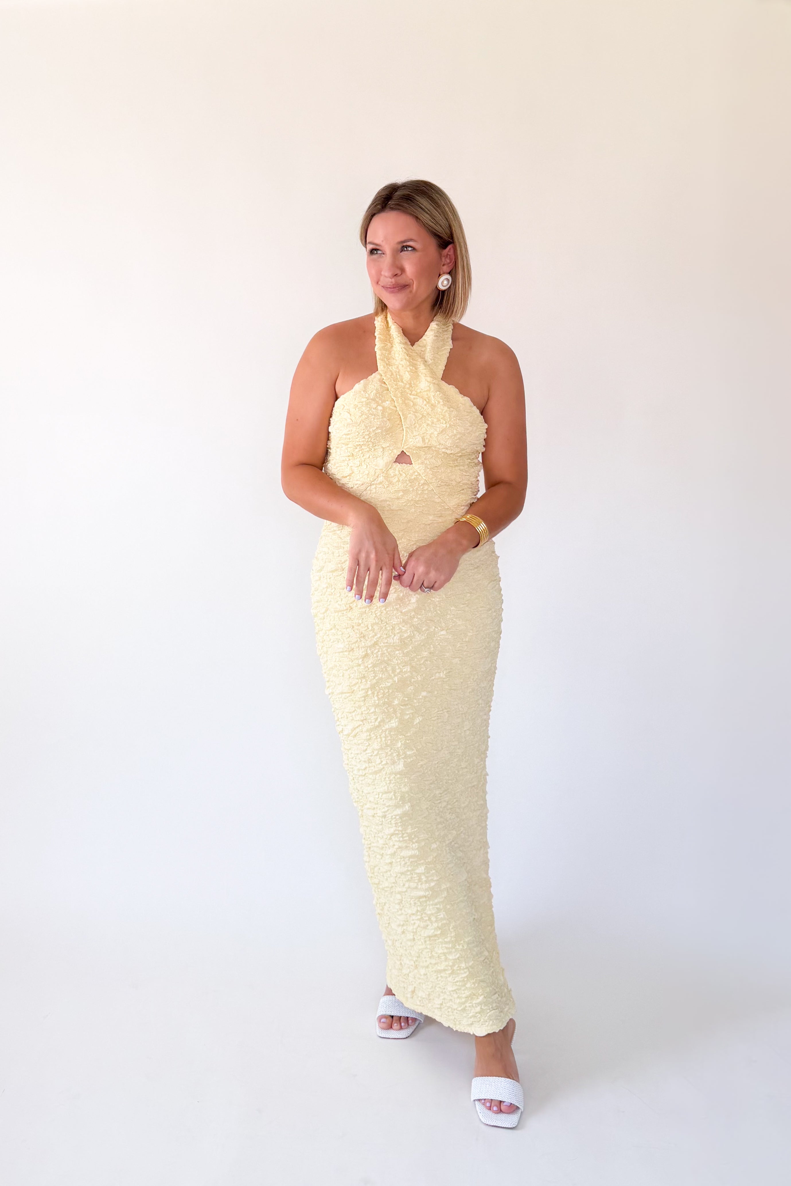 English factory butter yellow formal dress
