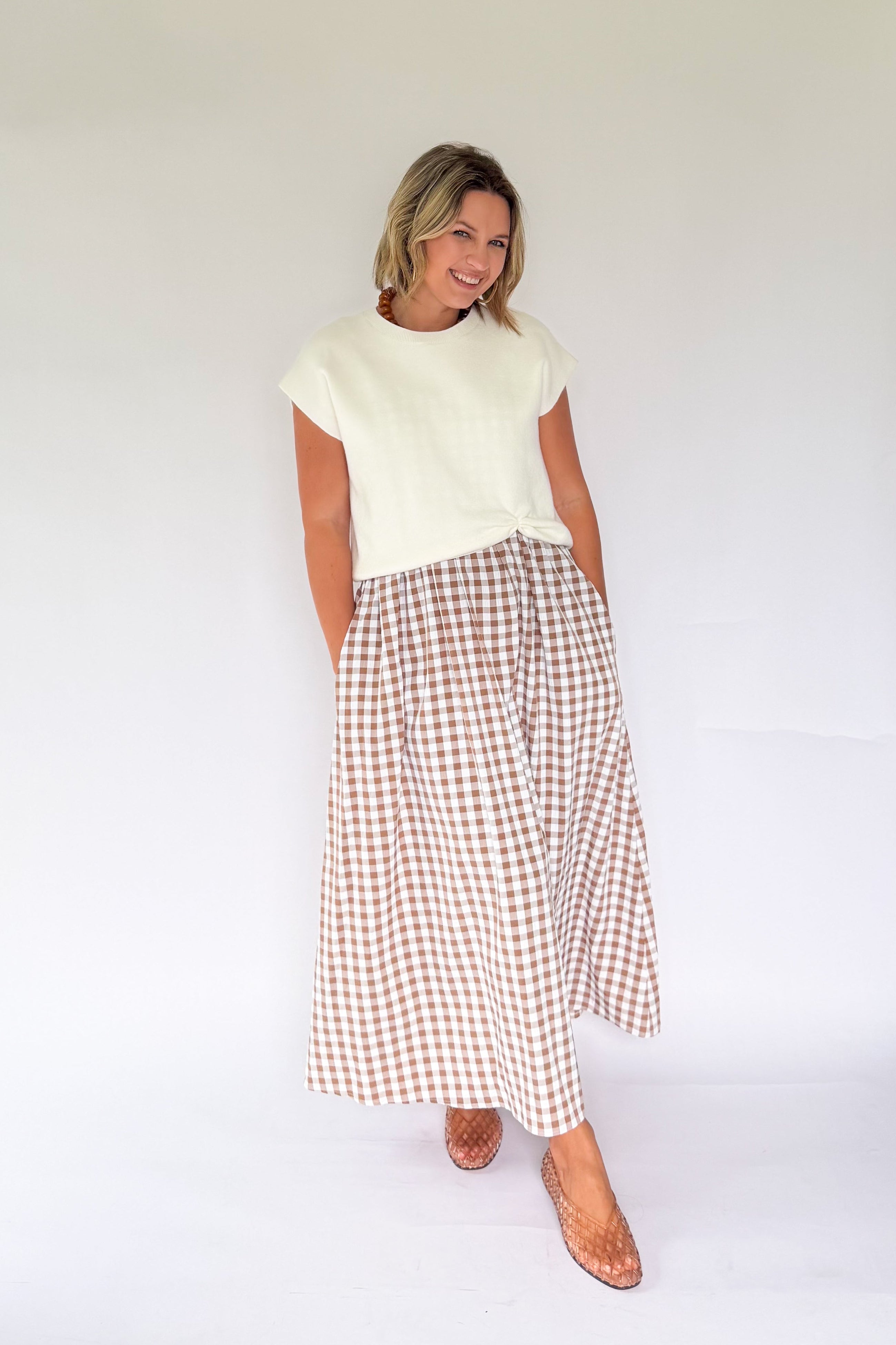 entro gingham maxi dress