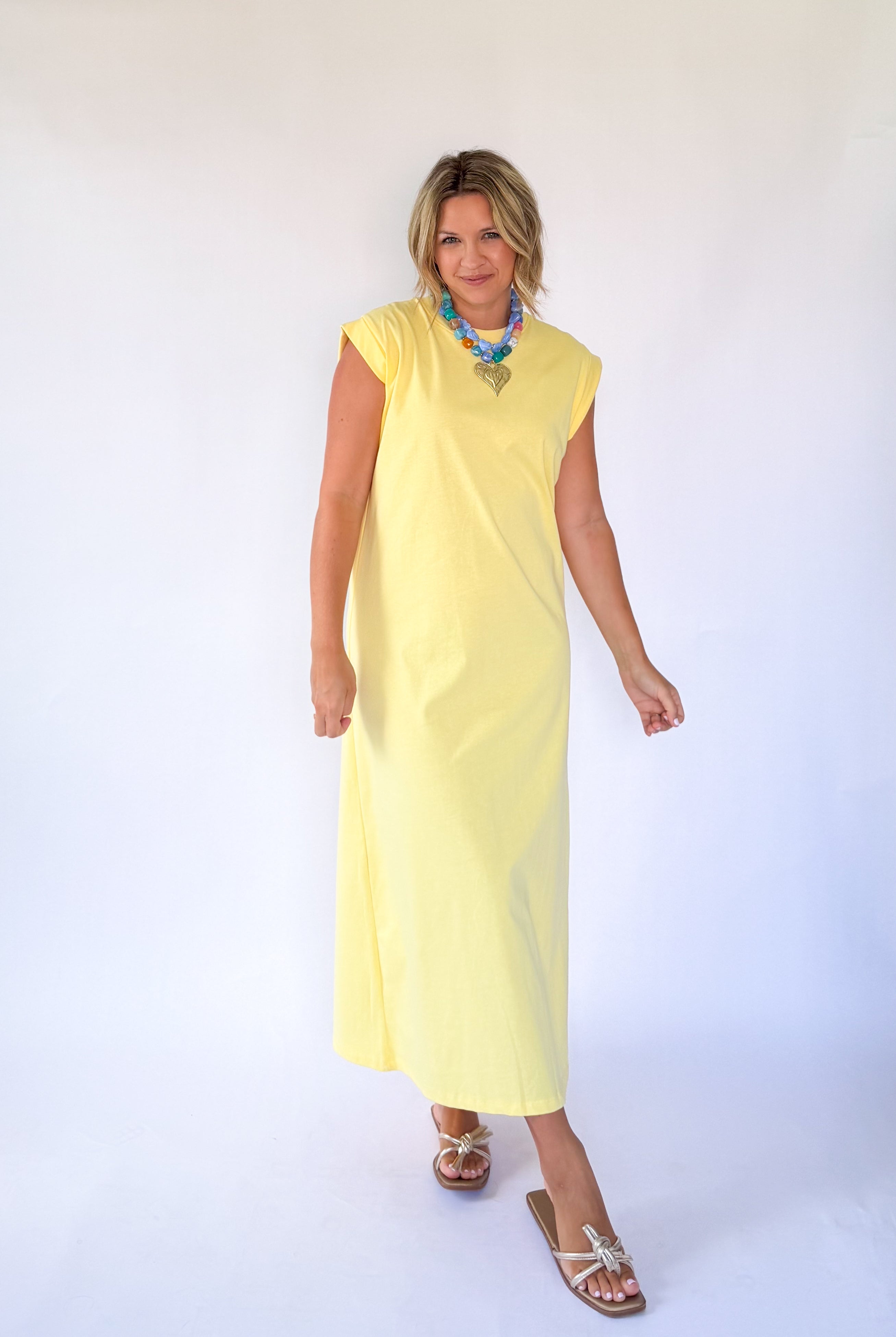 wishlist daisy yellow maxi tee dress