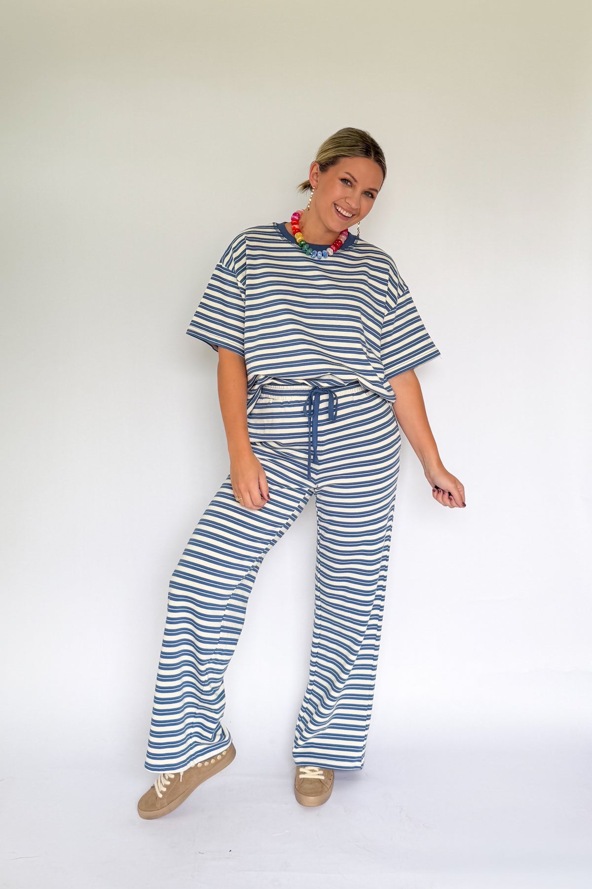 things between blue and white stripe comfy set