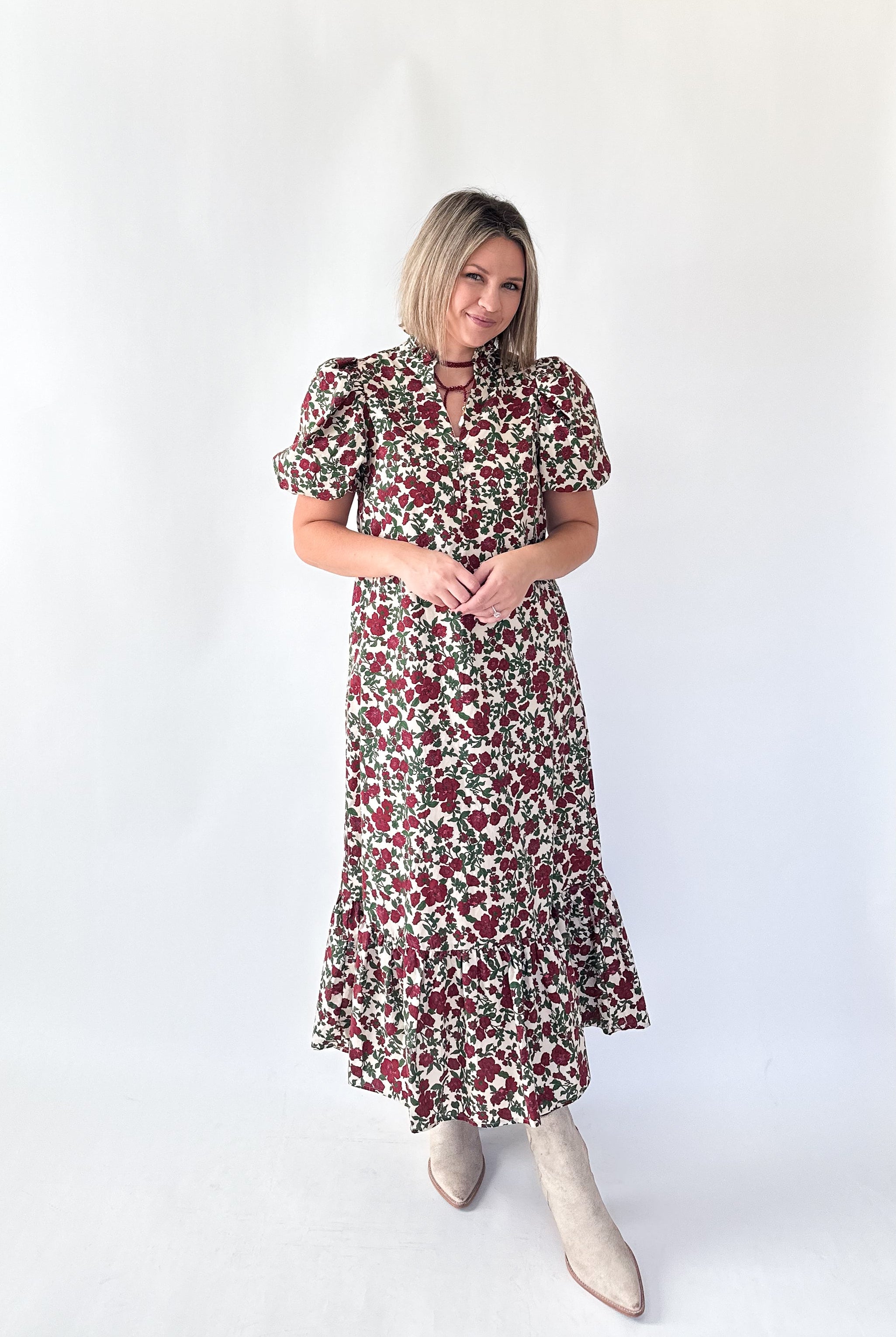 entro rose floral maxi dress