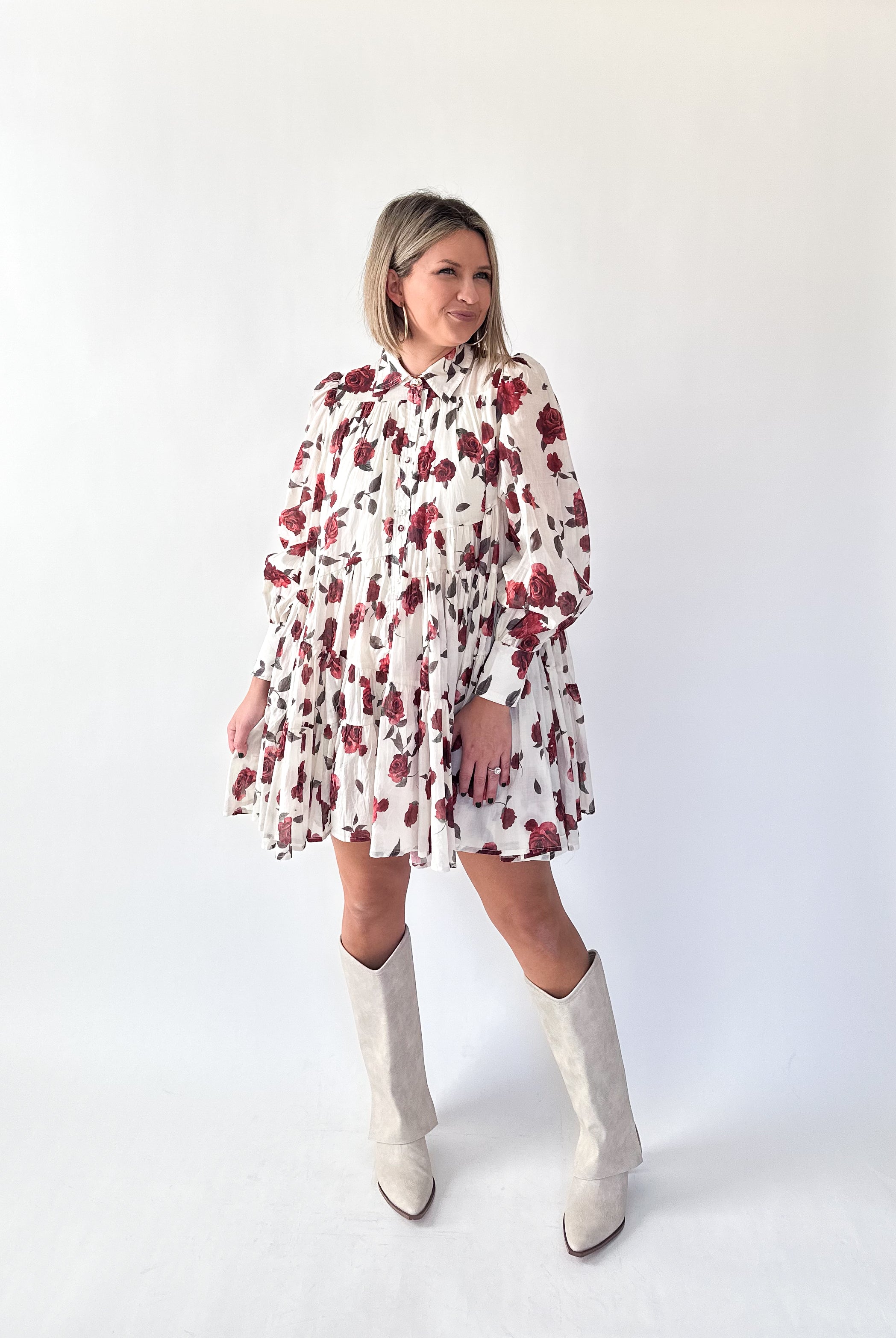sofie the label Riley red rose mini dress