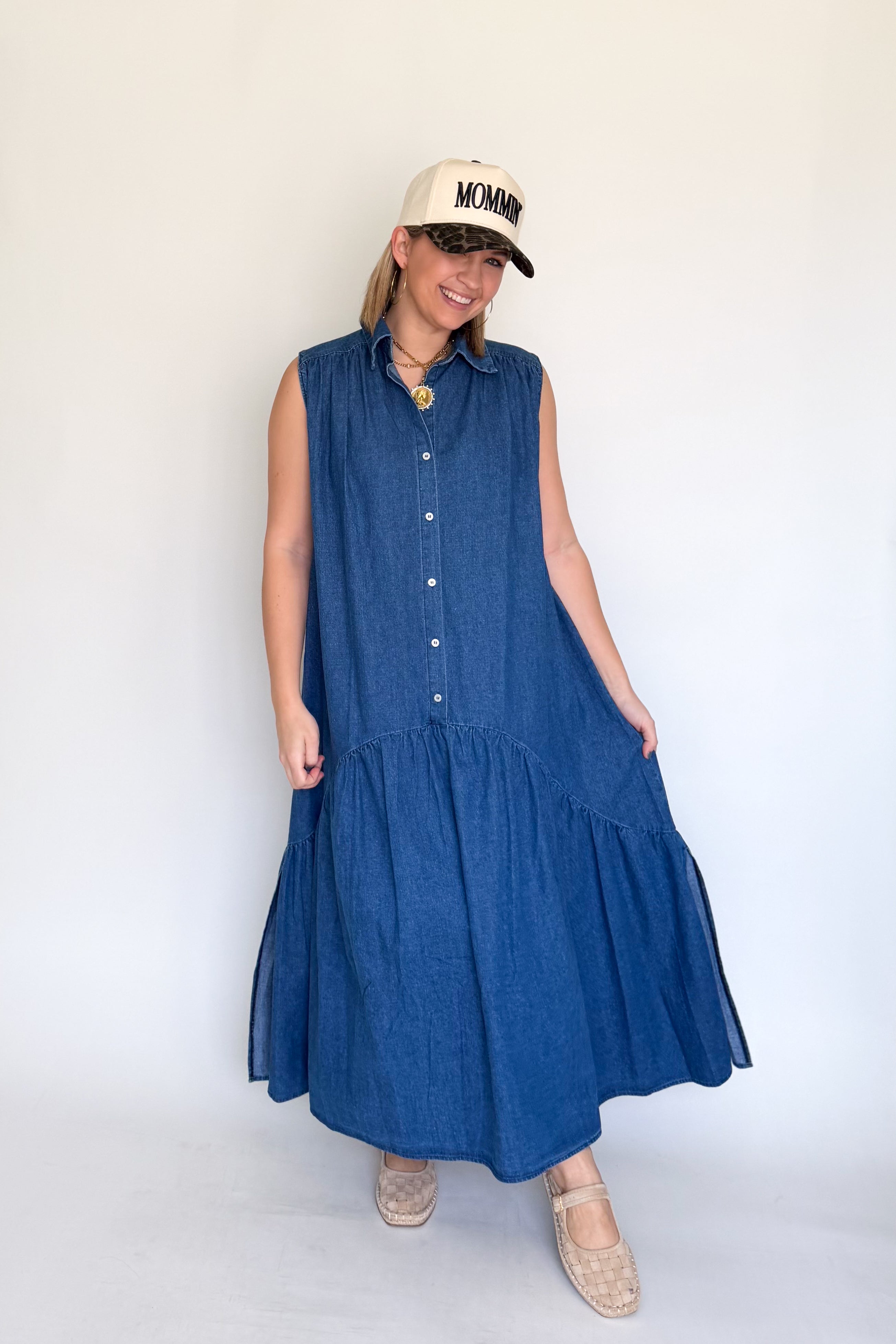 olivaceous Alessia Denim Maxi Dress