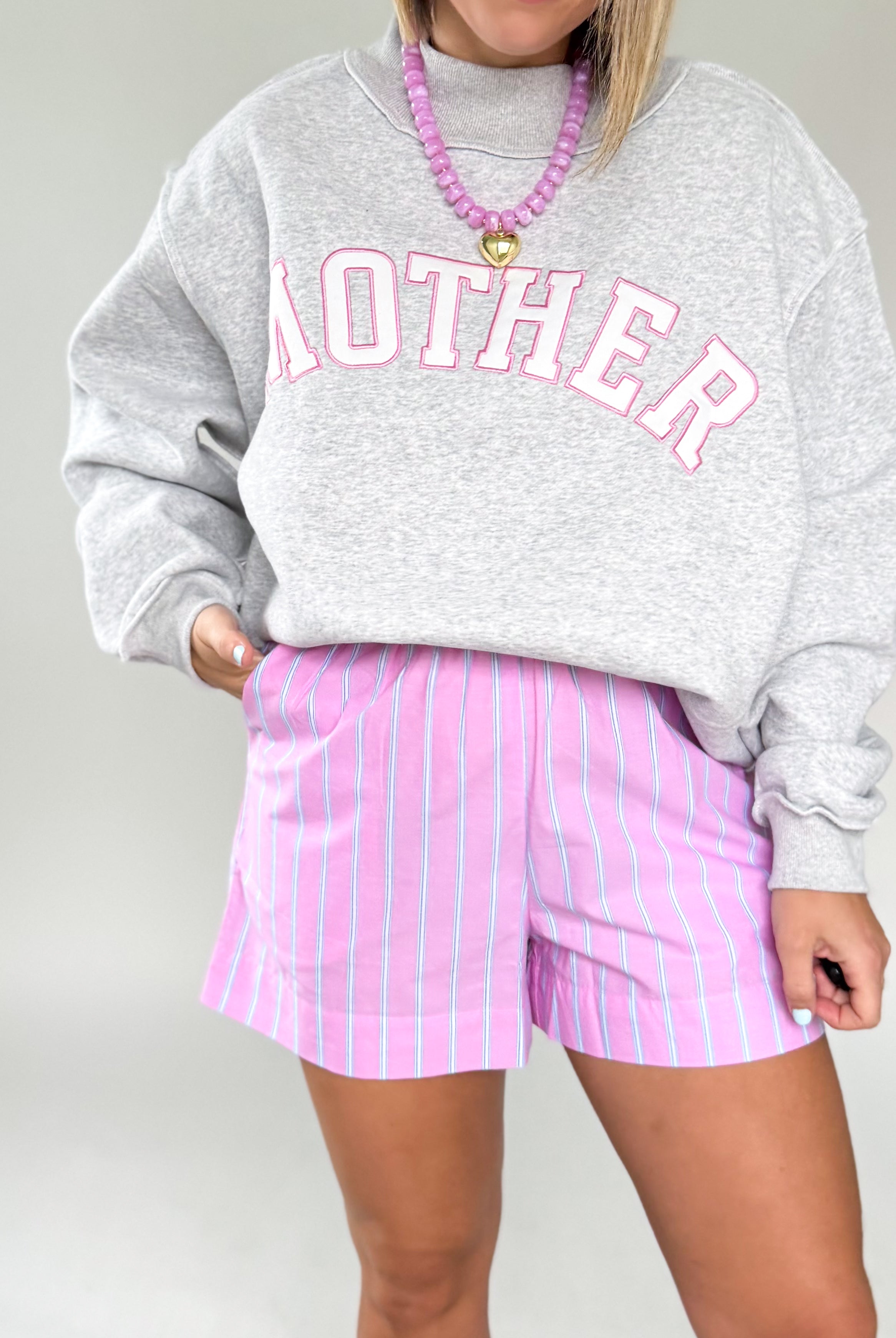 olivaceous pink stripe shorts