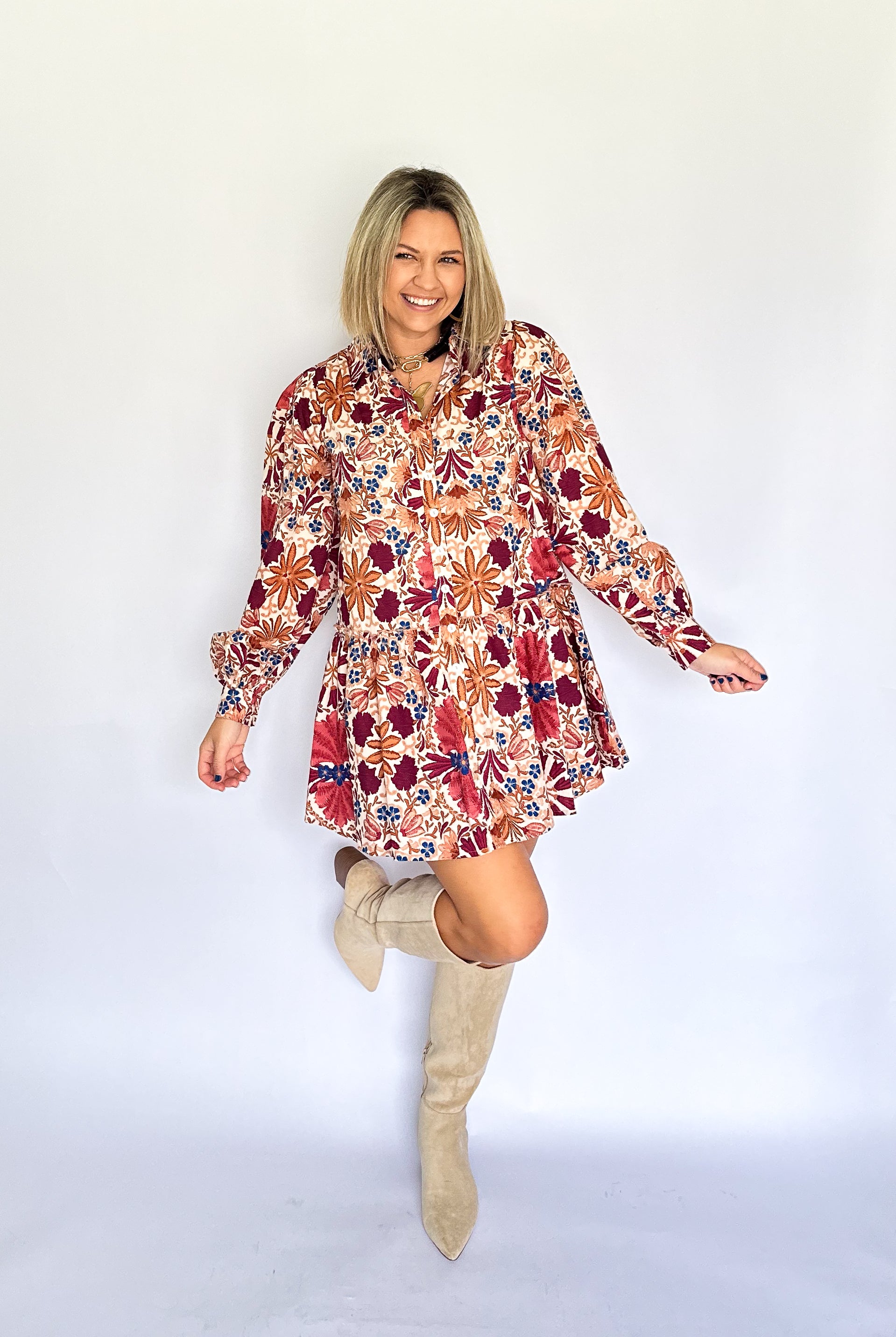 olivaceous printed drop waist mini