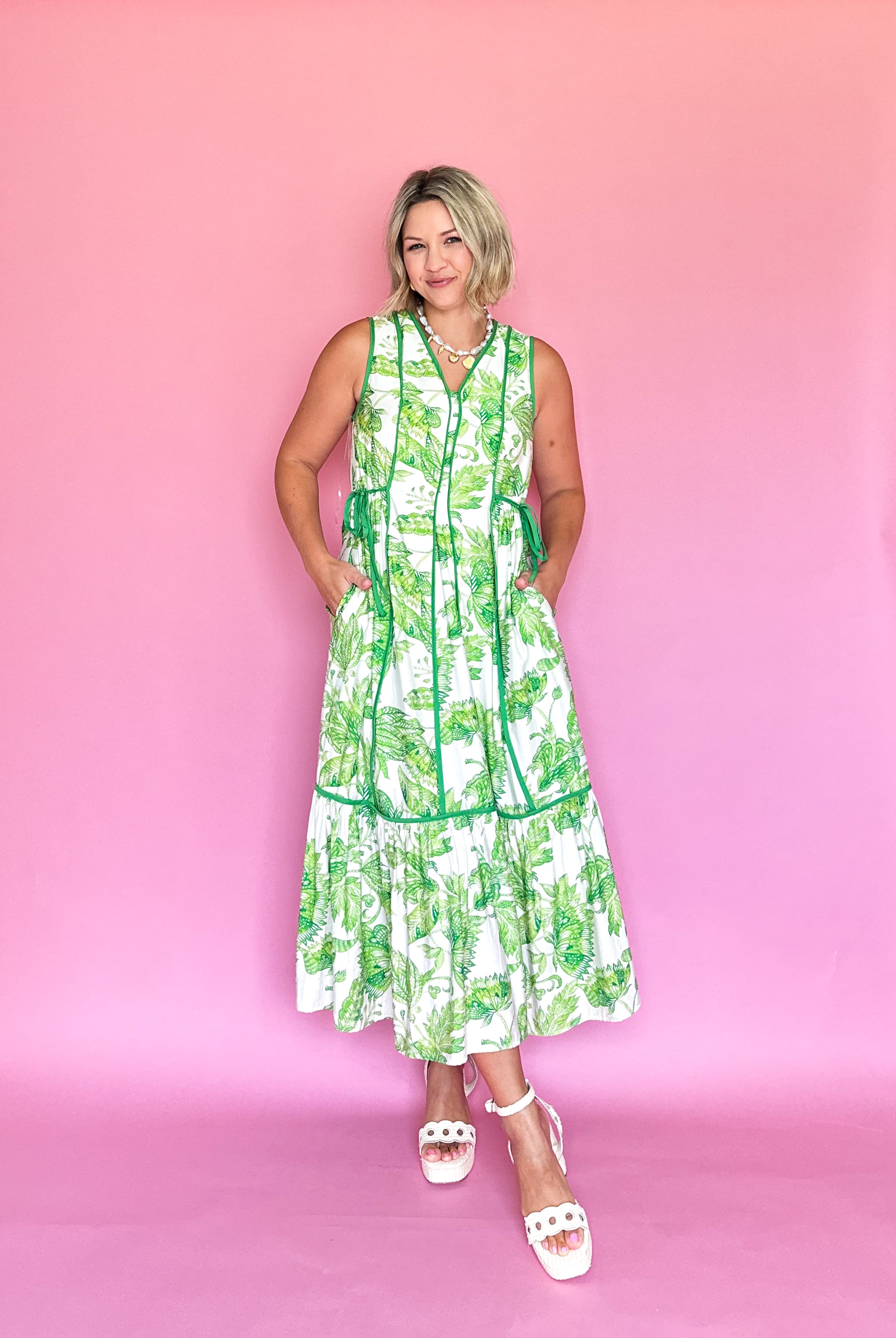 entro green floral maxi dress
