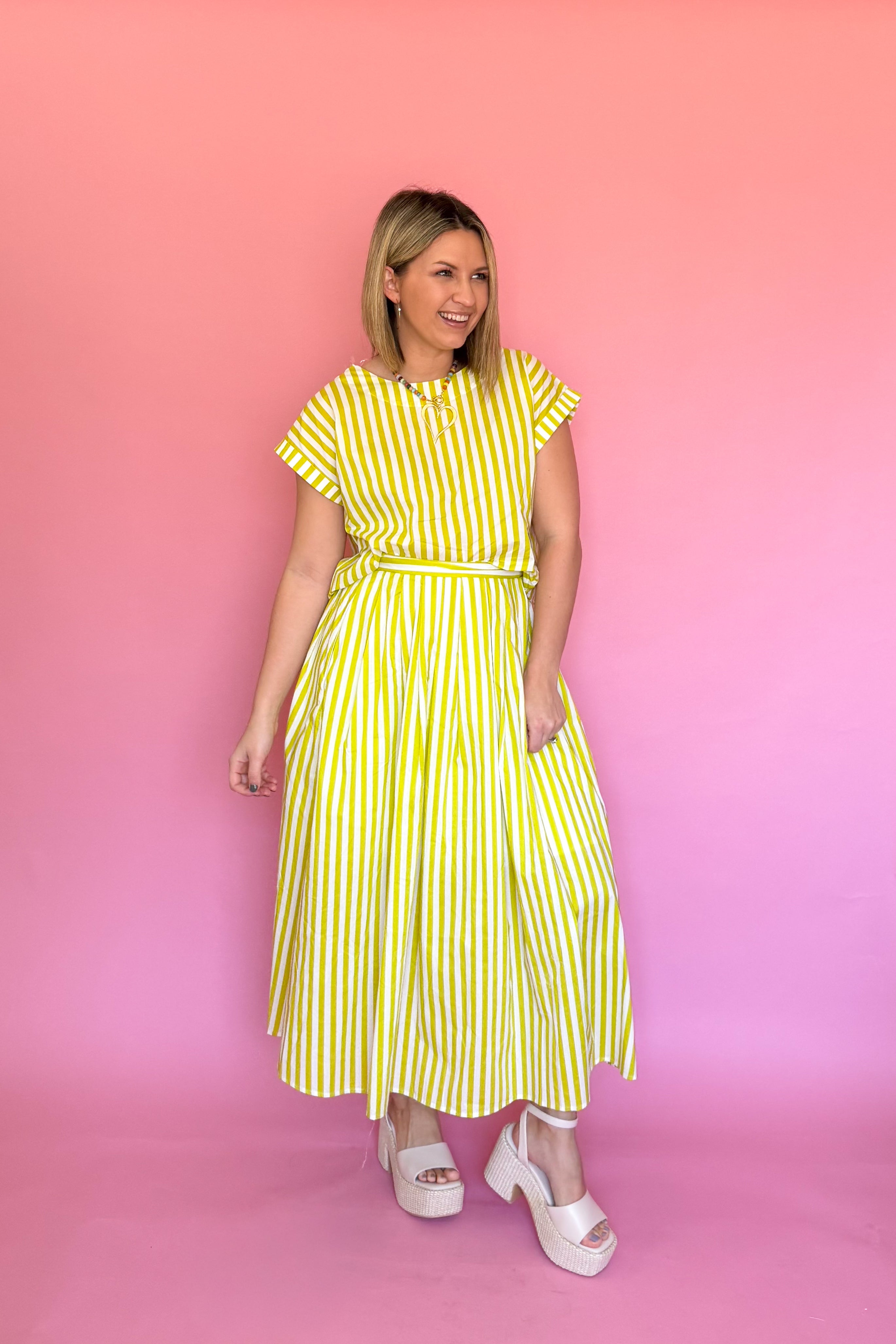 entro lime green stripe set