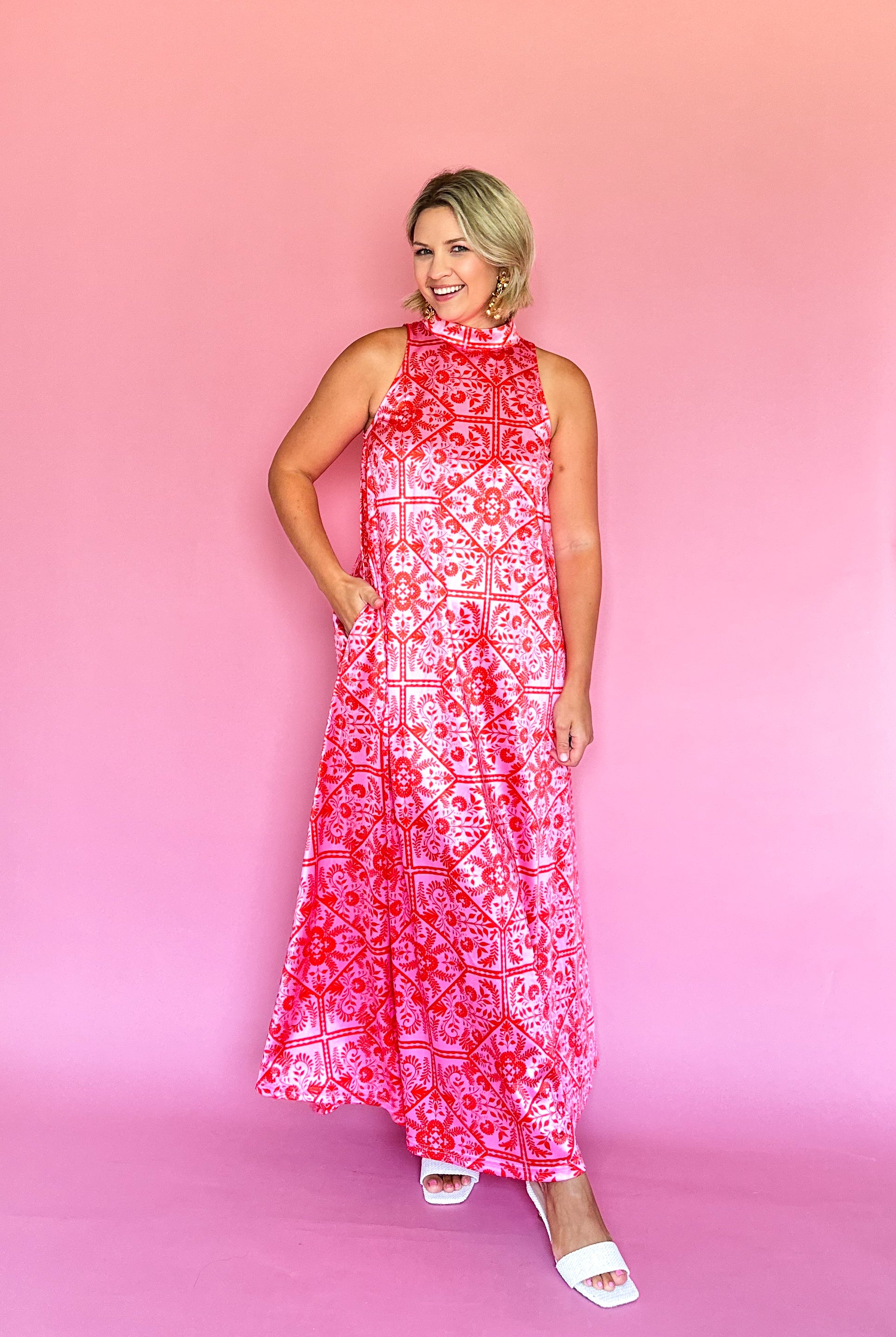 karlie satin halter maxi dress