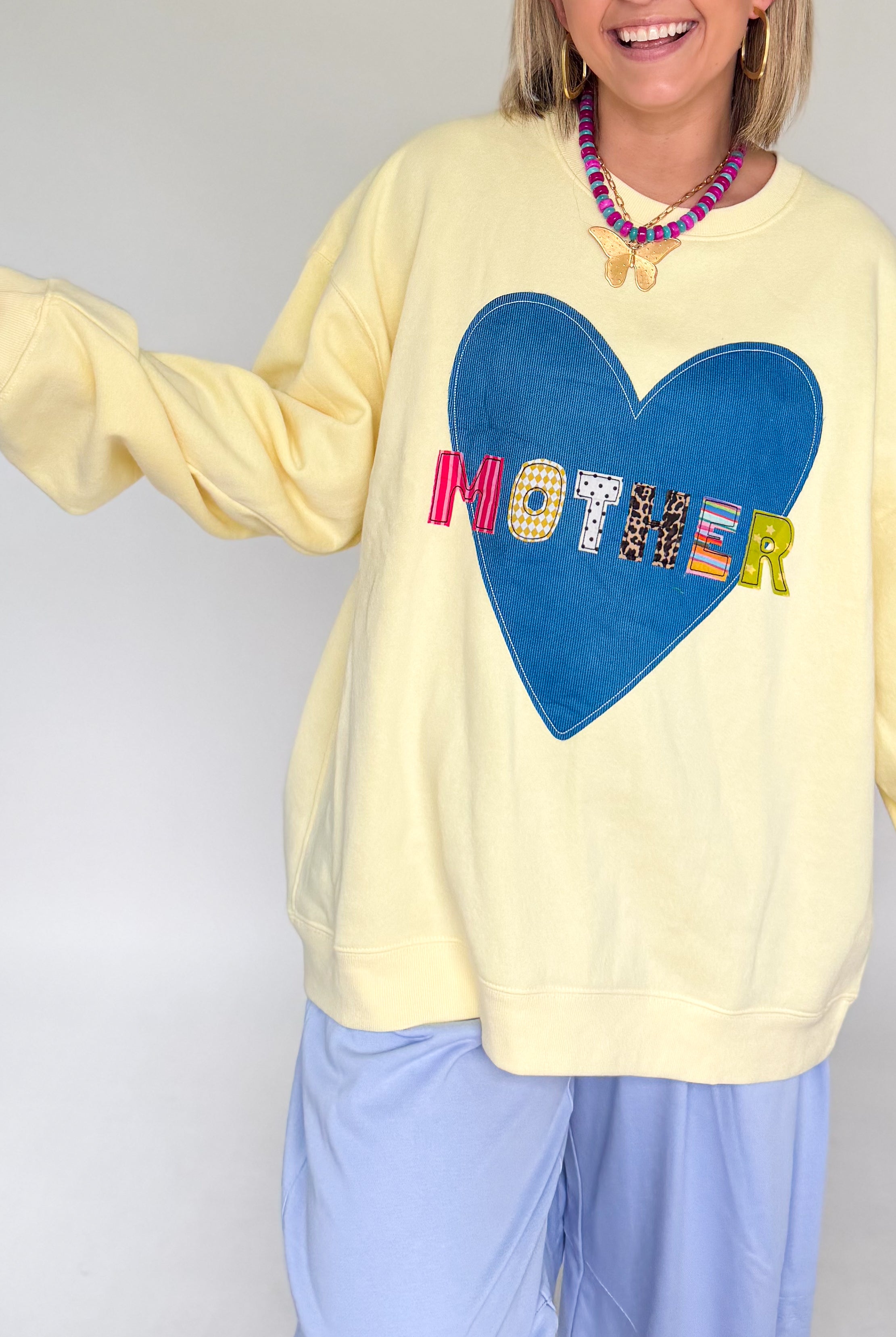 etta & east mother patchwork sweatshirt