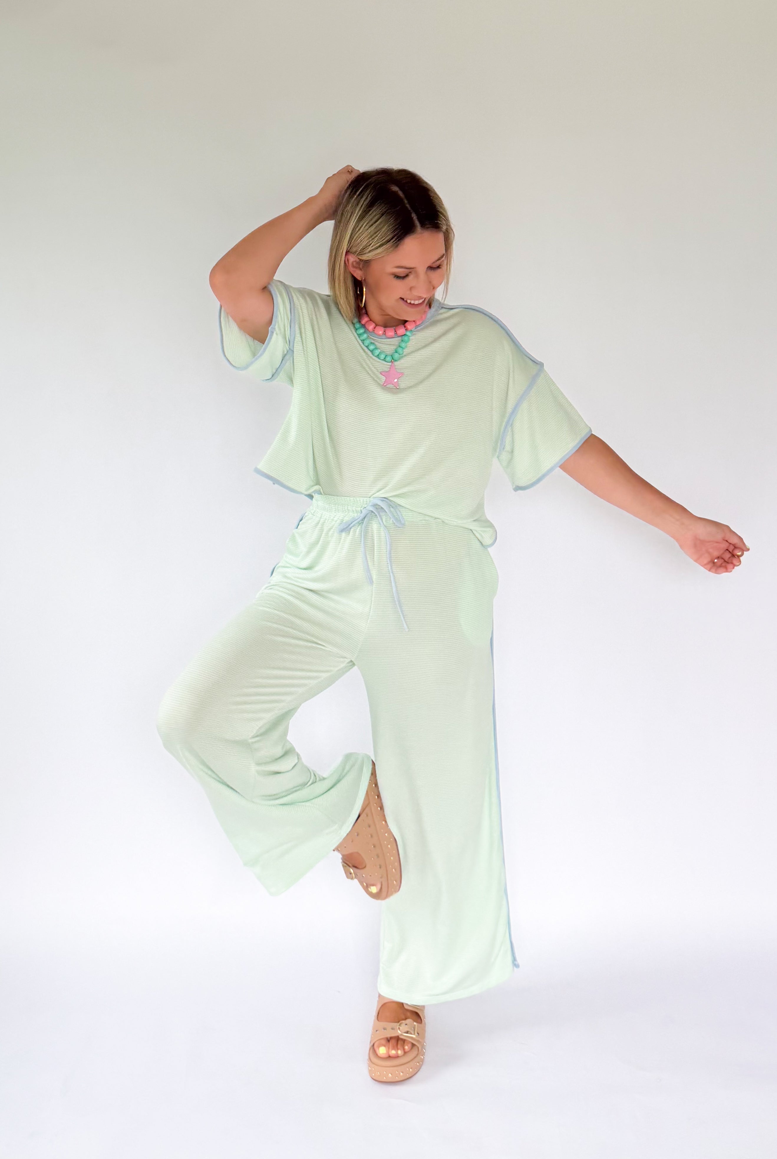 Bucketlist mint stripe set