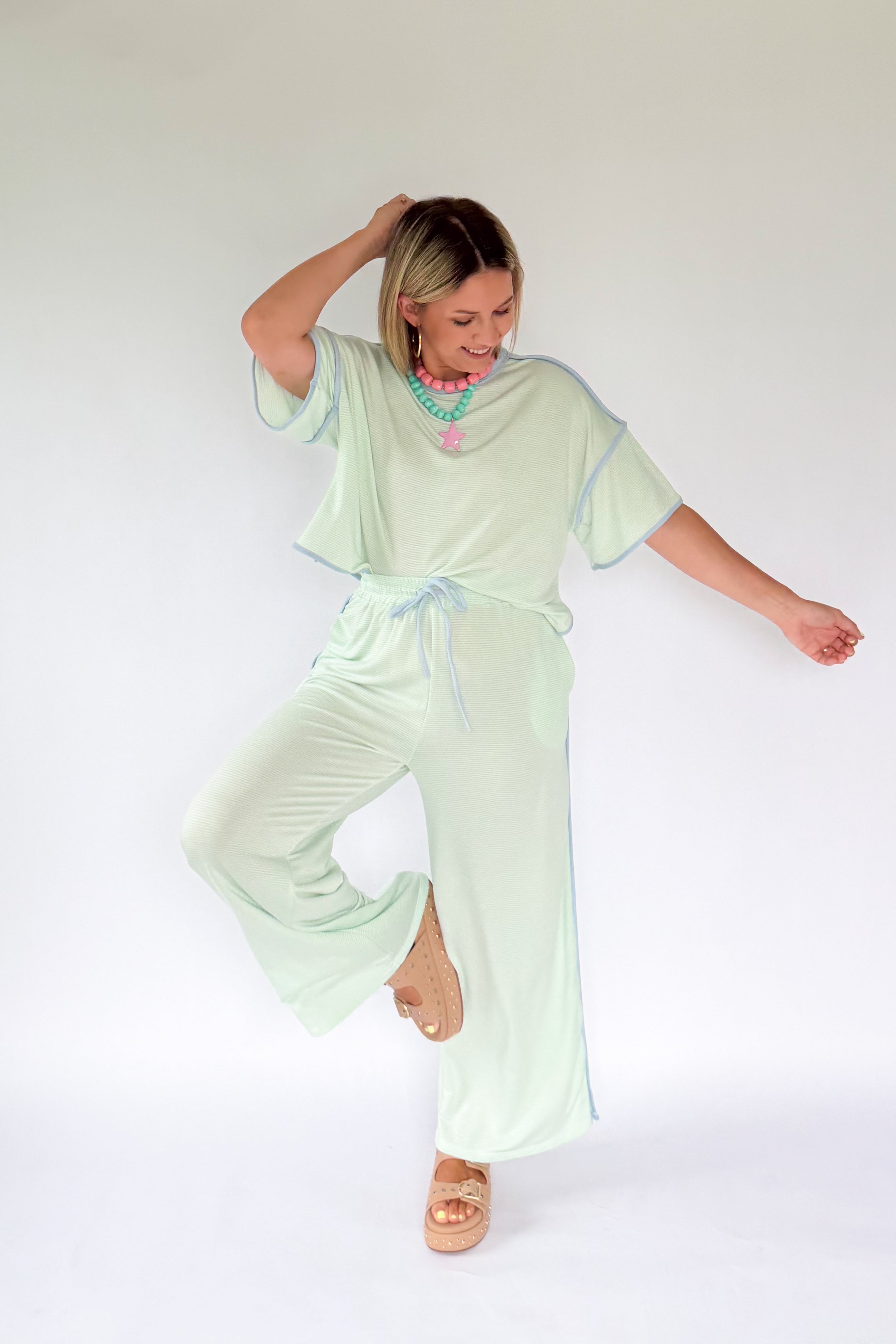 Bucketlist mint stripe set