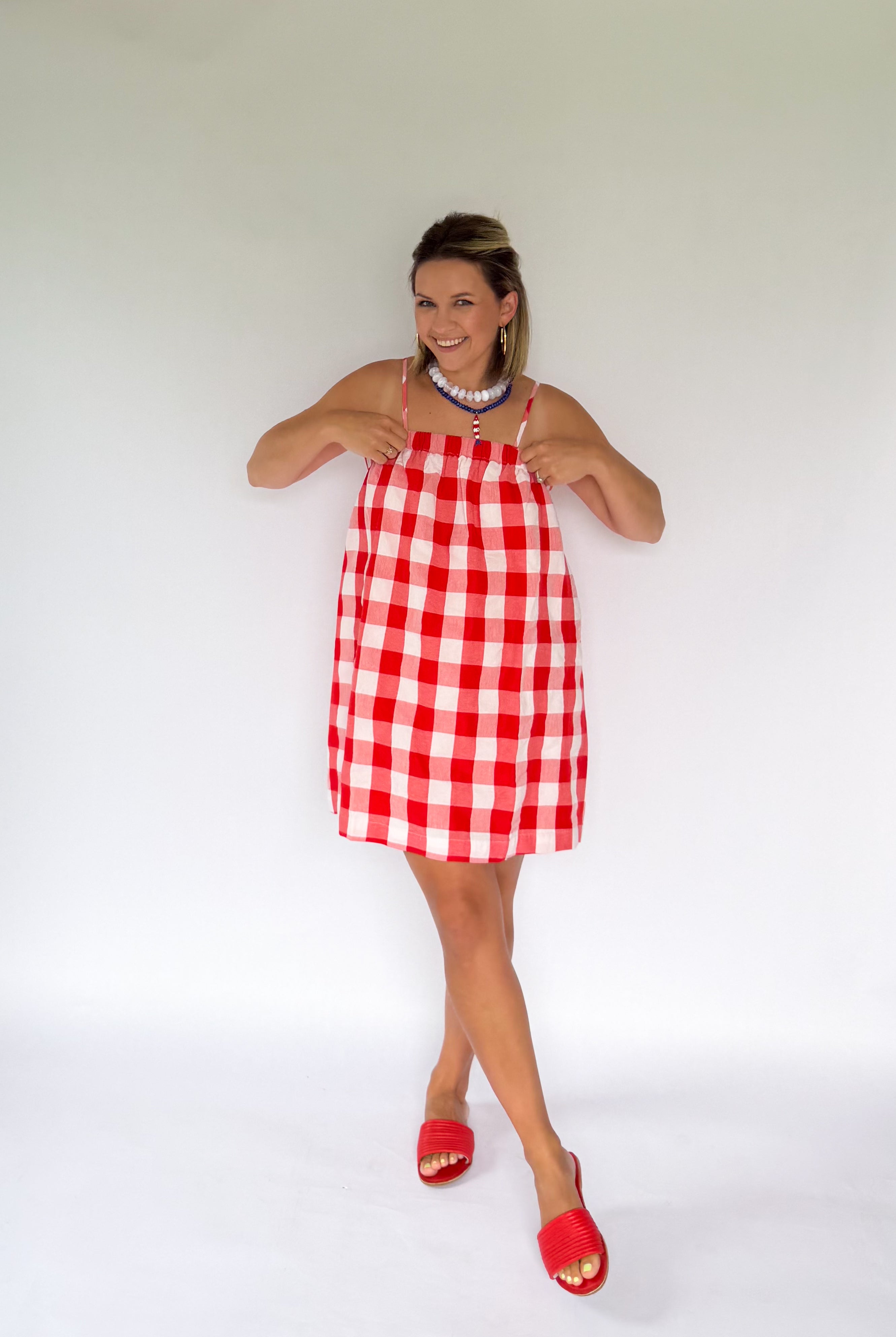 wishlist red gingham mini dress