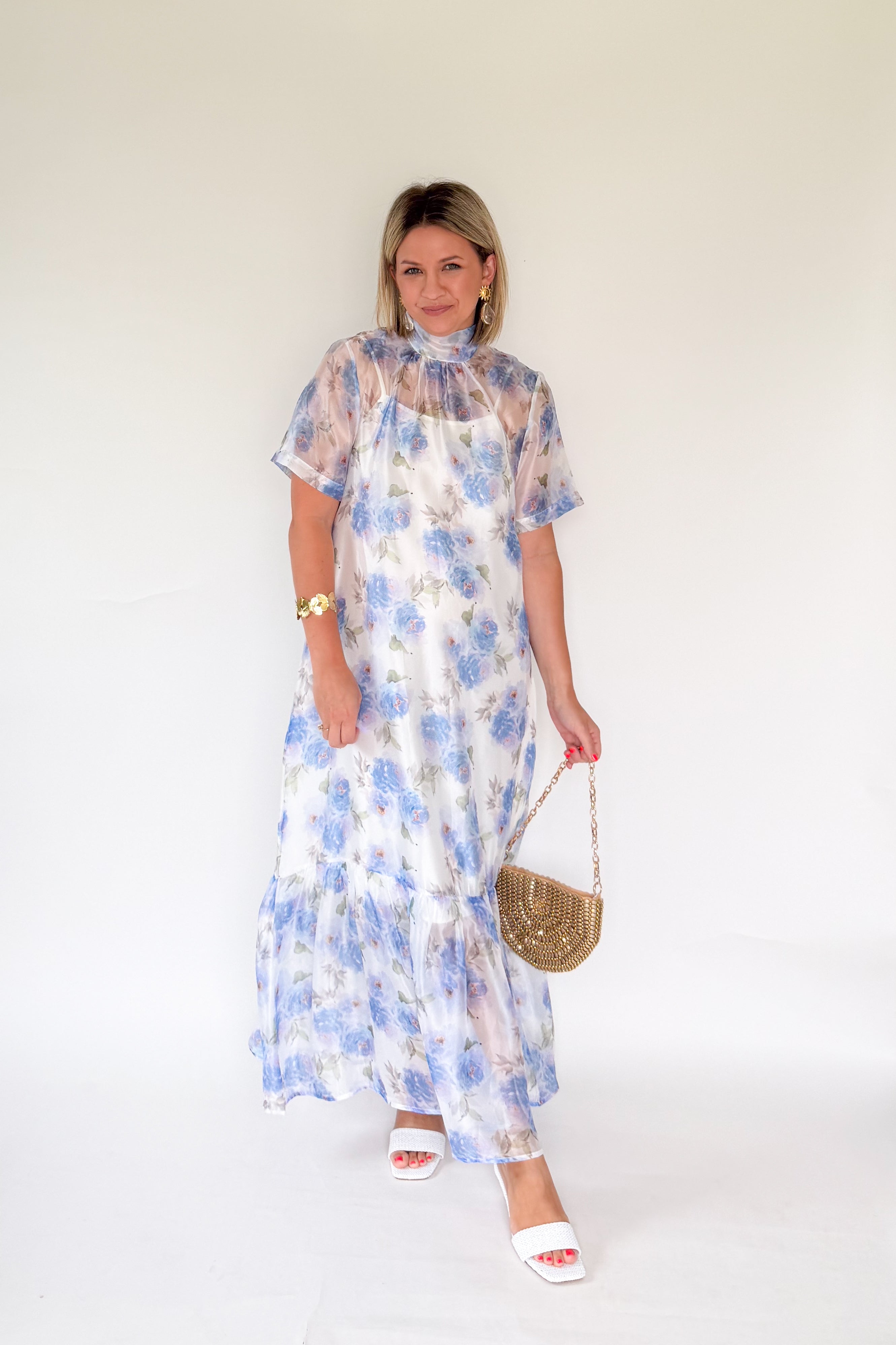 entro floral wedding guest maxi