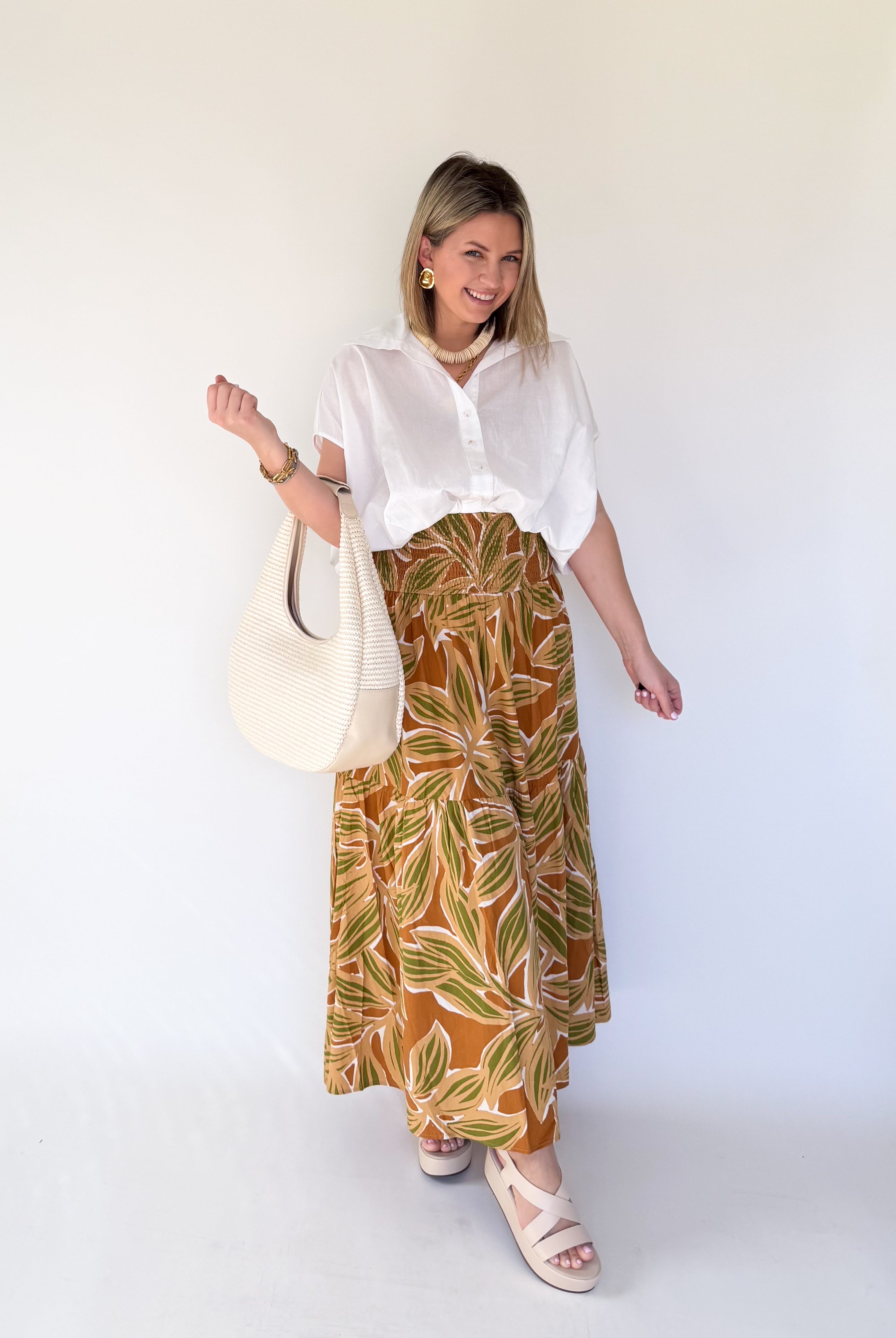 Desert Palm Smock Tier Skirt By Karlie
