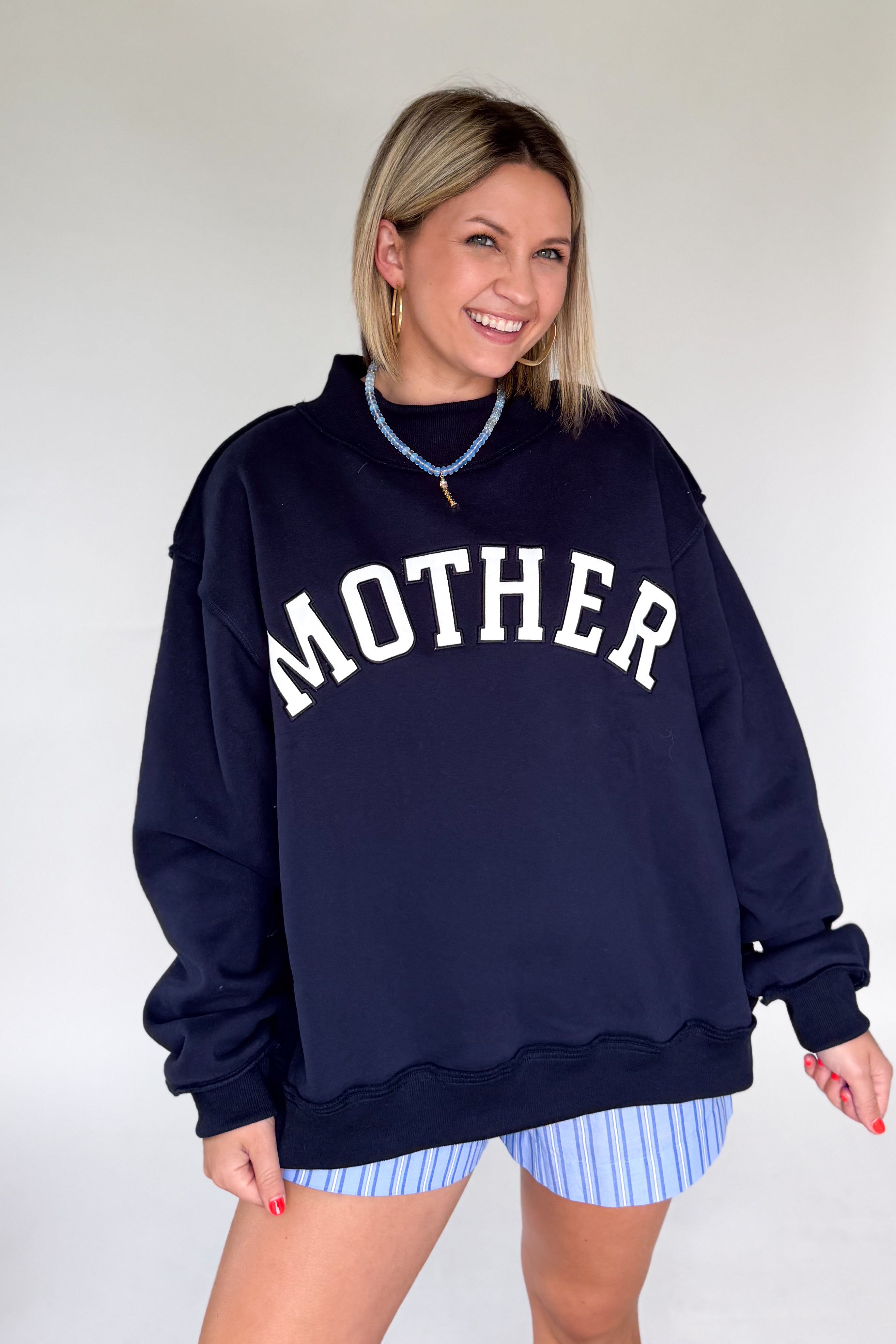 Bucketlist mother embroidered mock neck sweatshirt