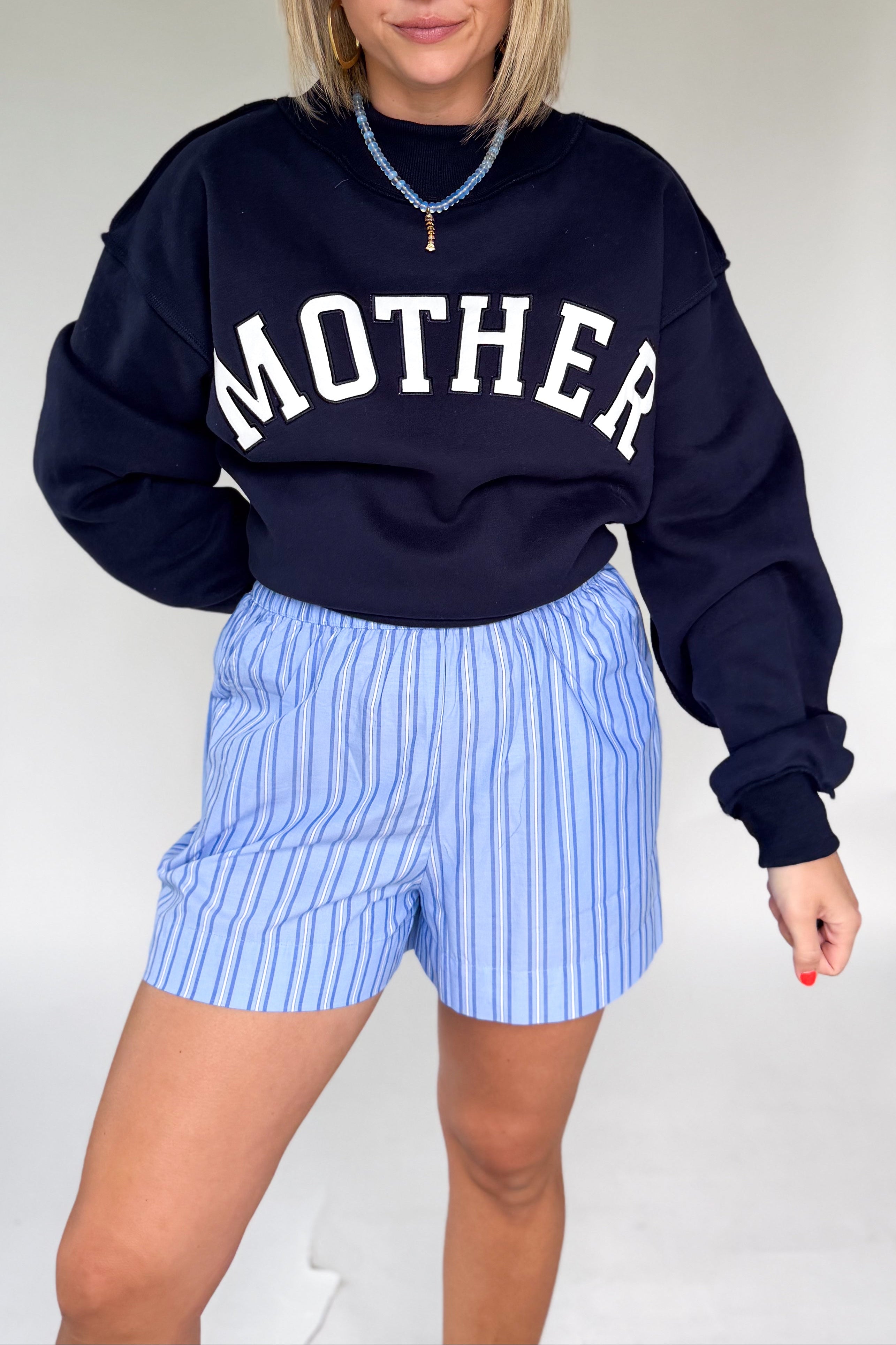 olivaceous blue stripe boxer shorts