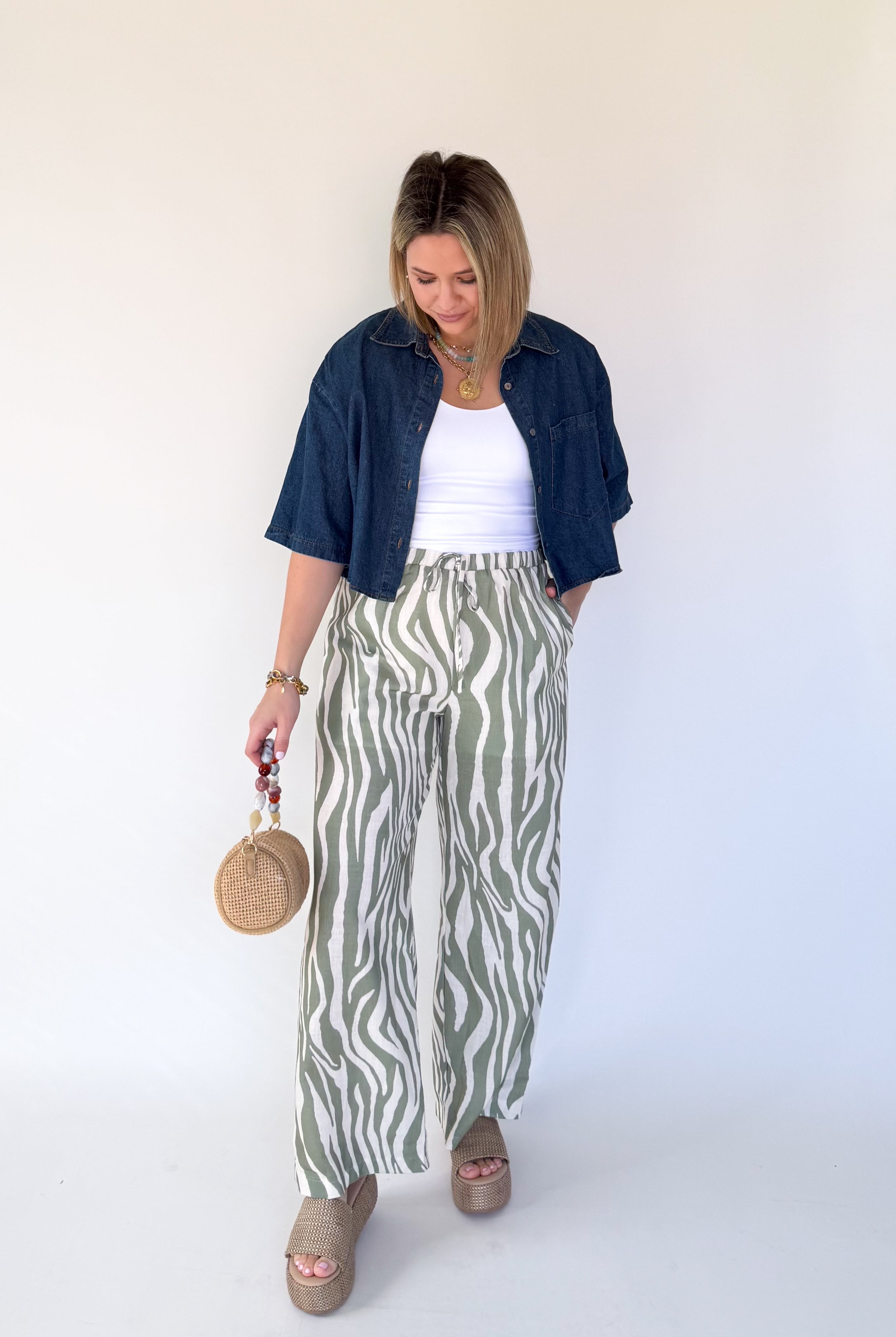 entro zebra linen pant
