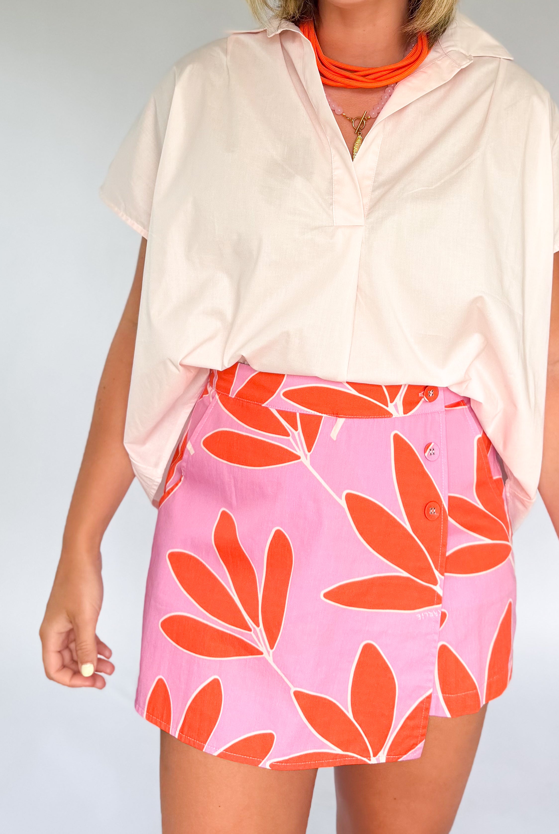 Palm Leaf Floral Wrap Skort By Karlie