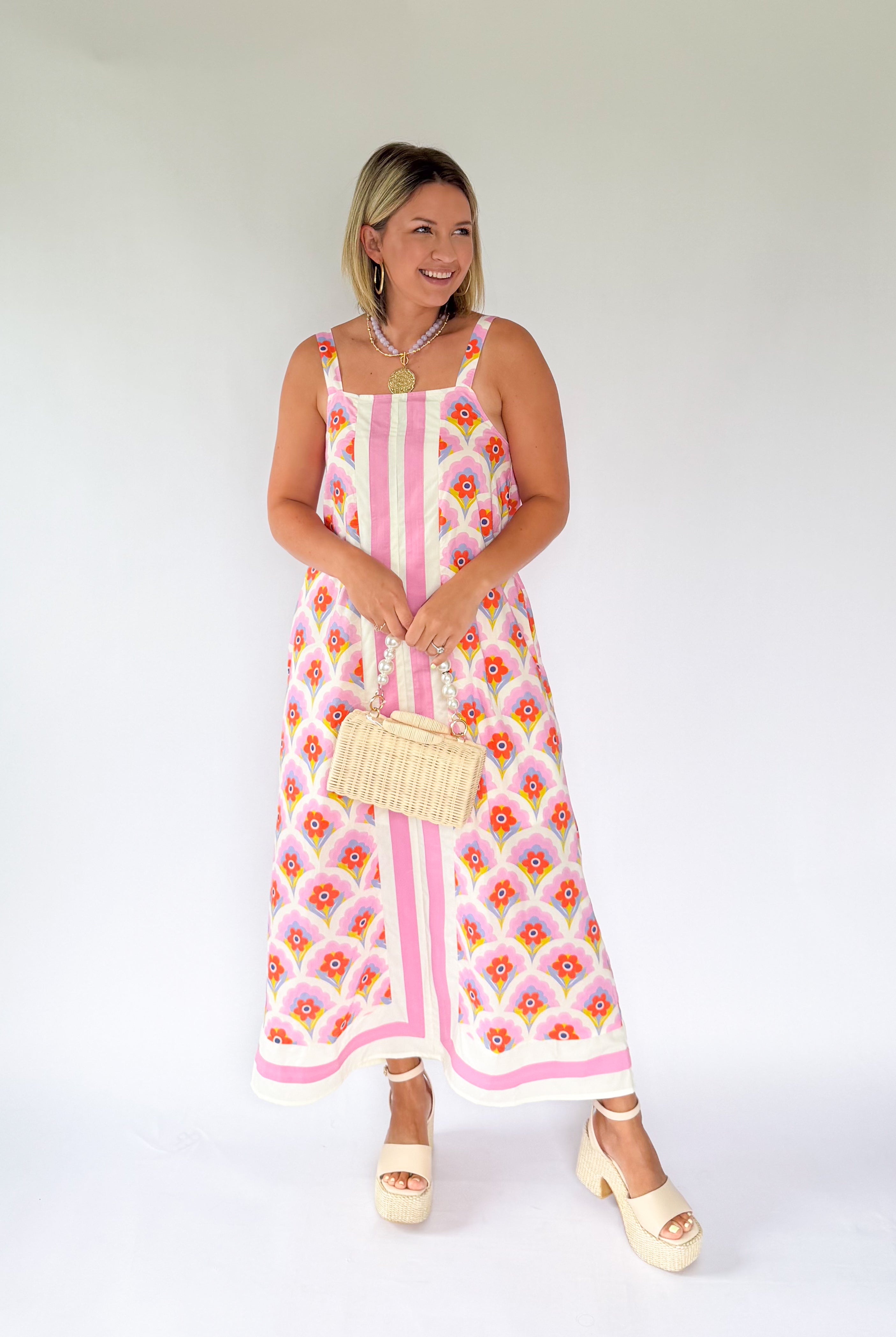 entro pink floral maxi dress