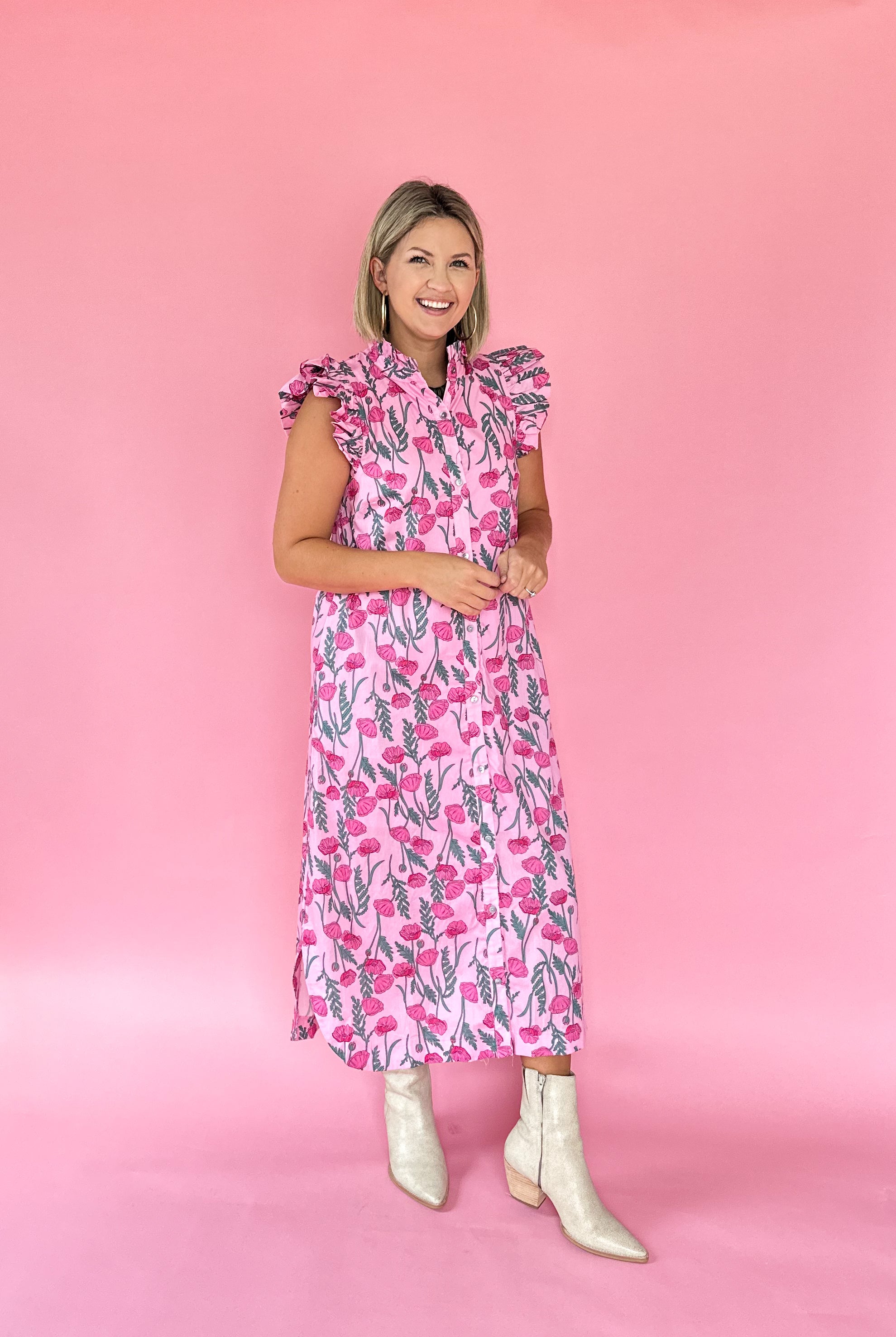 entro pink floral maxi dress