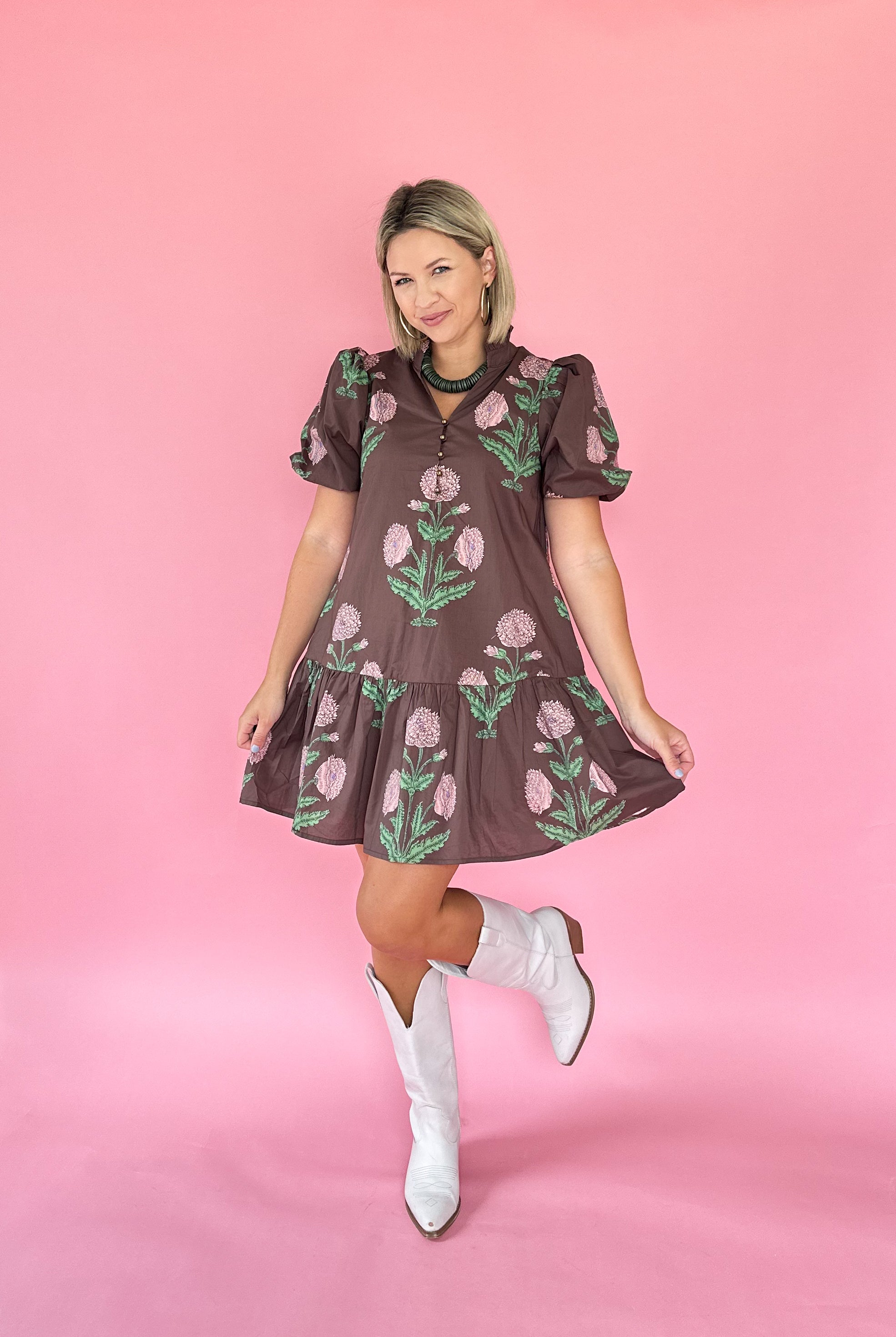 entro brown and pink floral mini