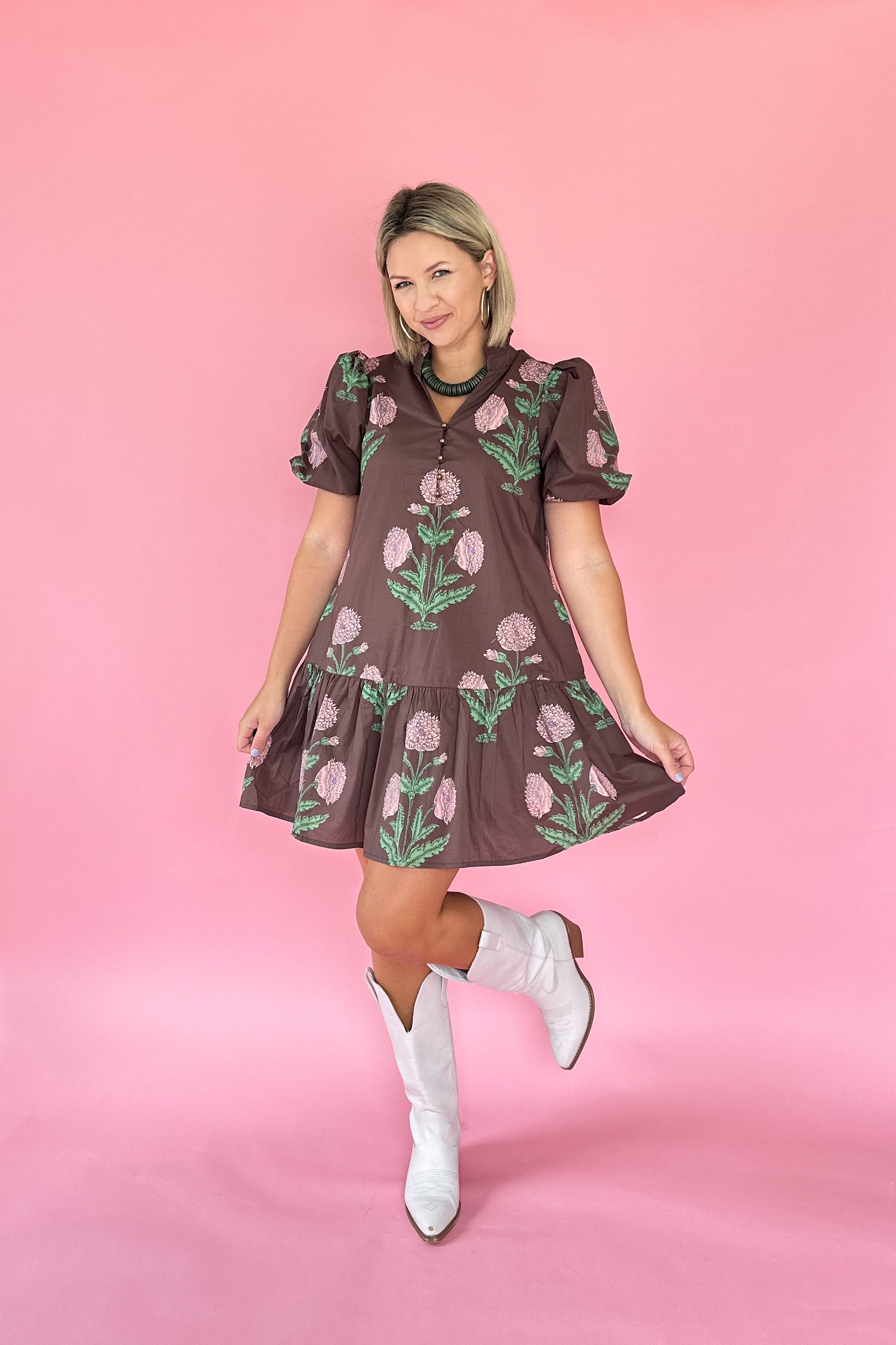 entro brown and pink floral mini