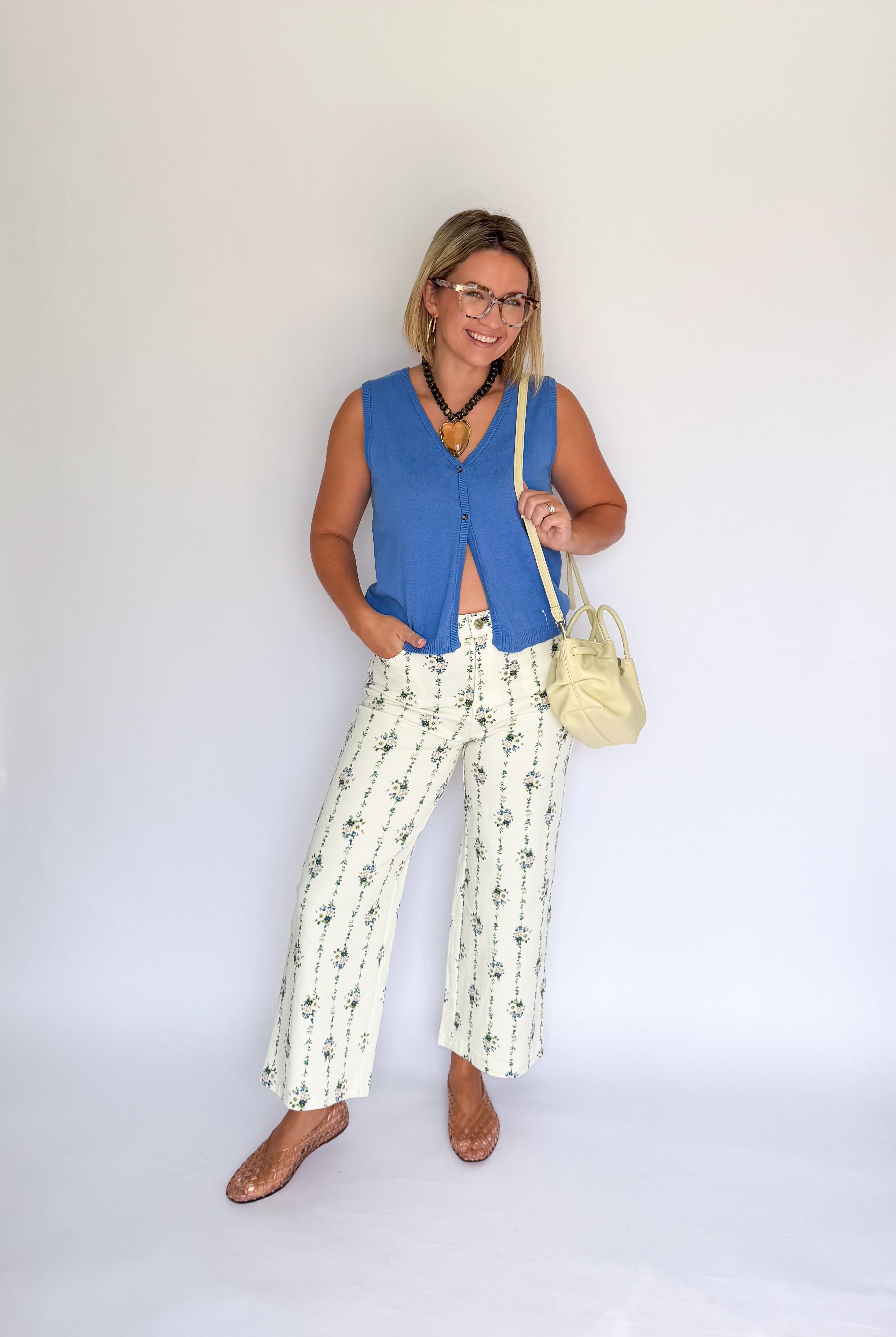 entro ivory floral pants