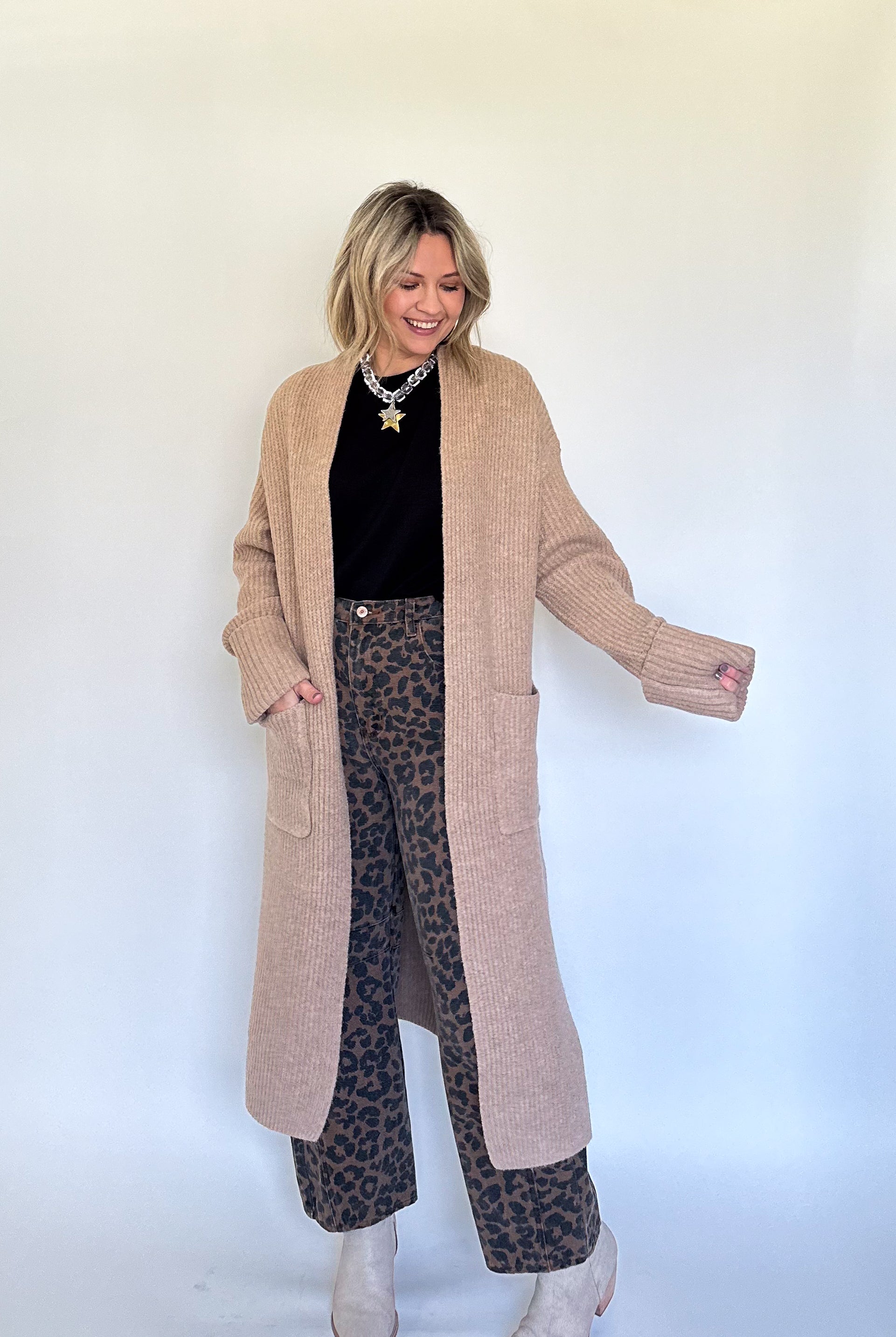 wishlist tan duster cardigan
