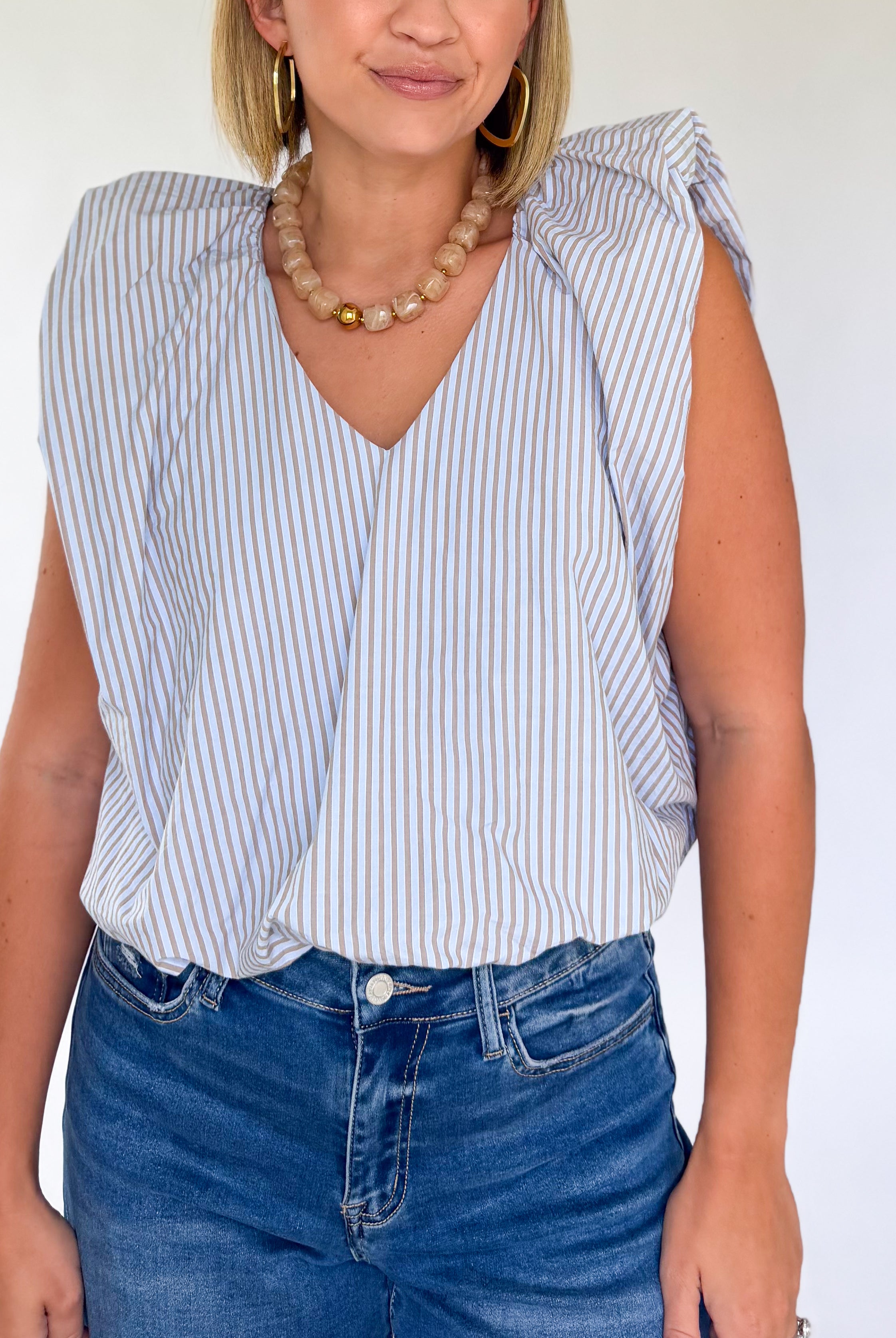 Stripe Poplin Bubble Top By Karlie