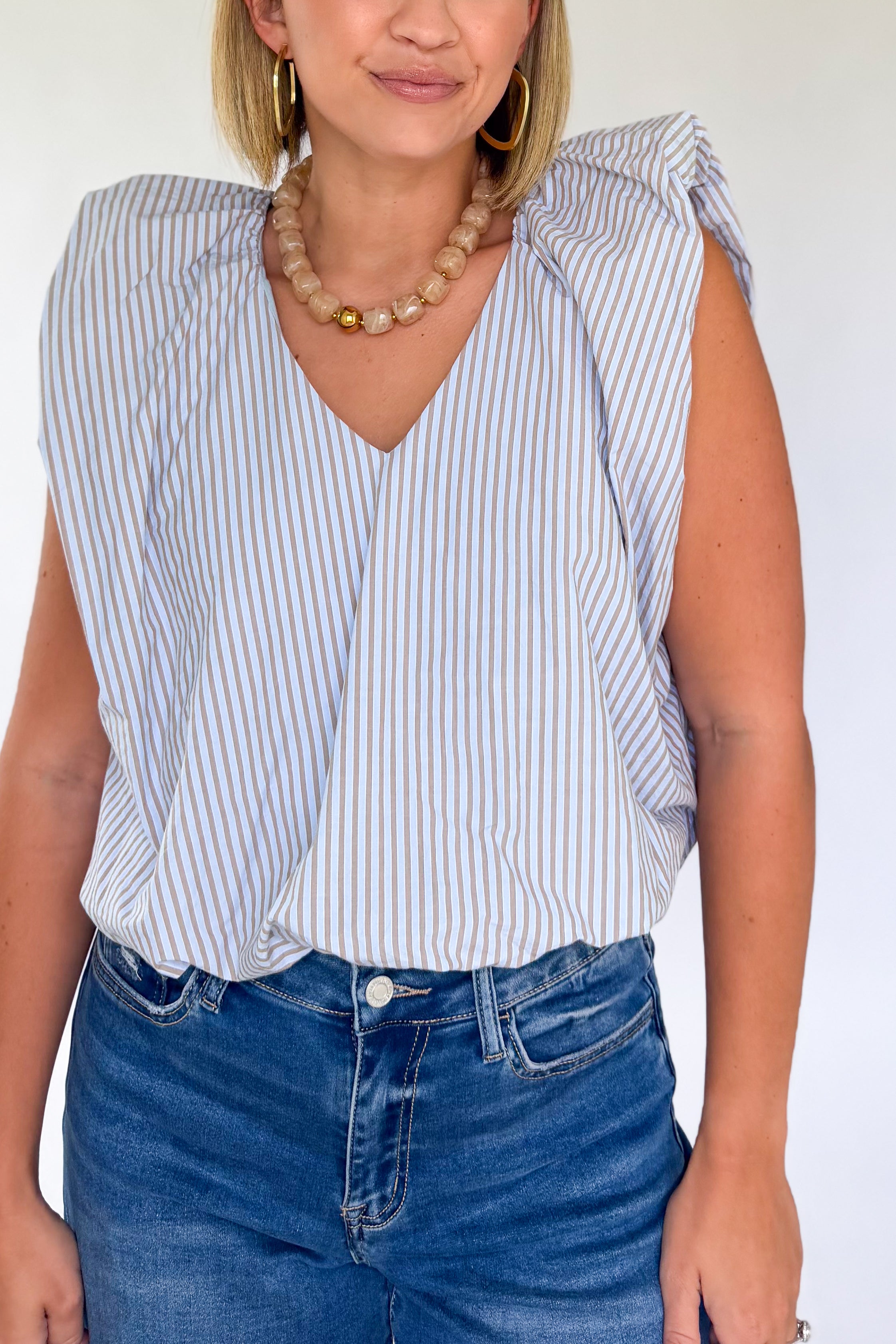 Stripe Poplin Bubble Top By Karlie