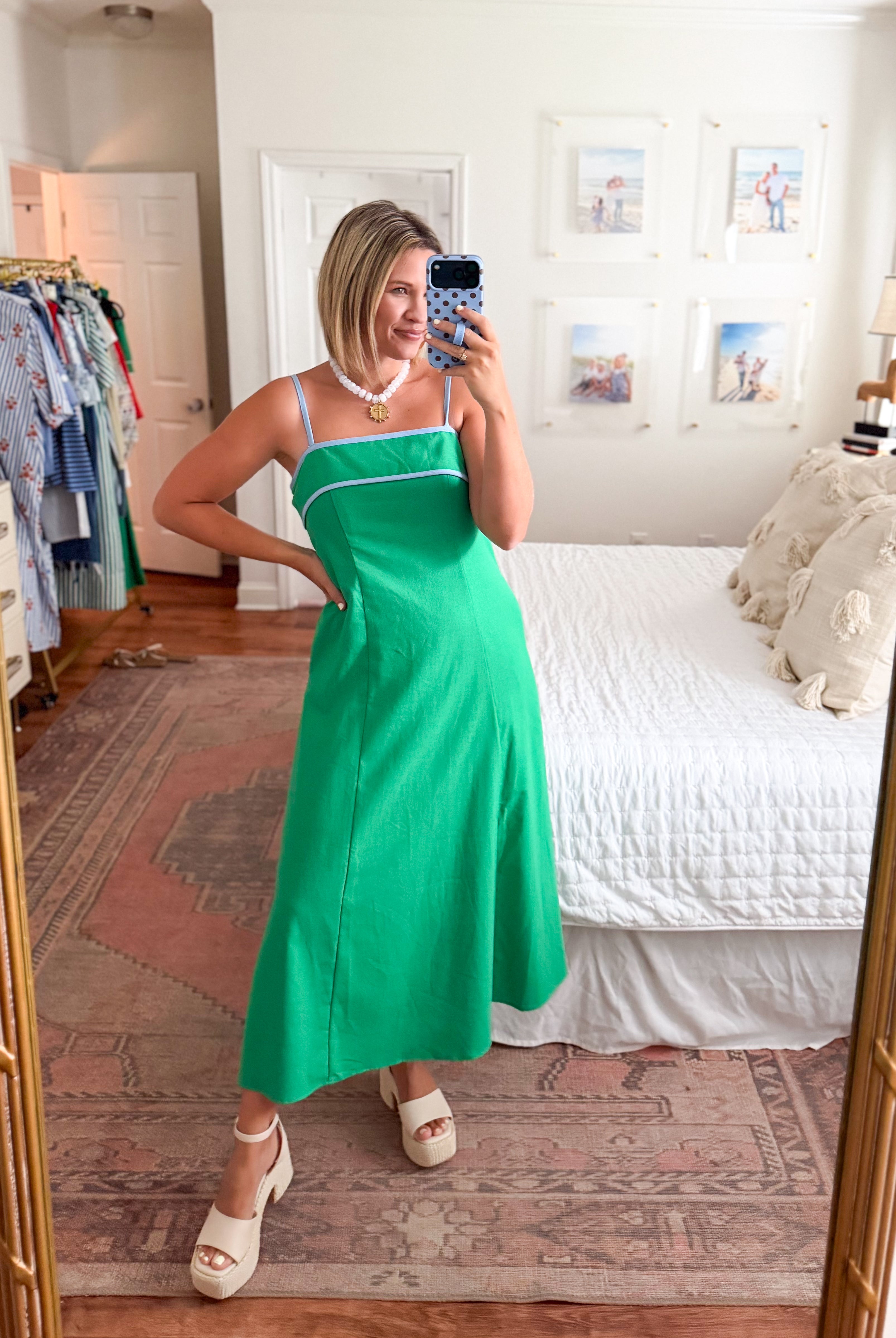 entro Kelly green maxi dress