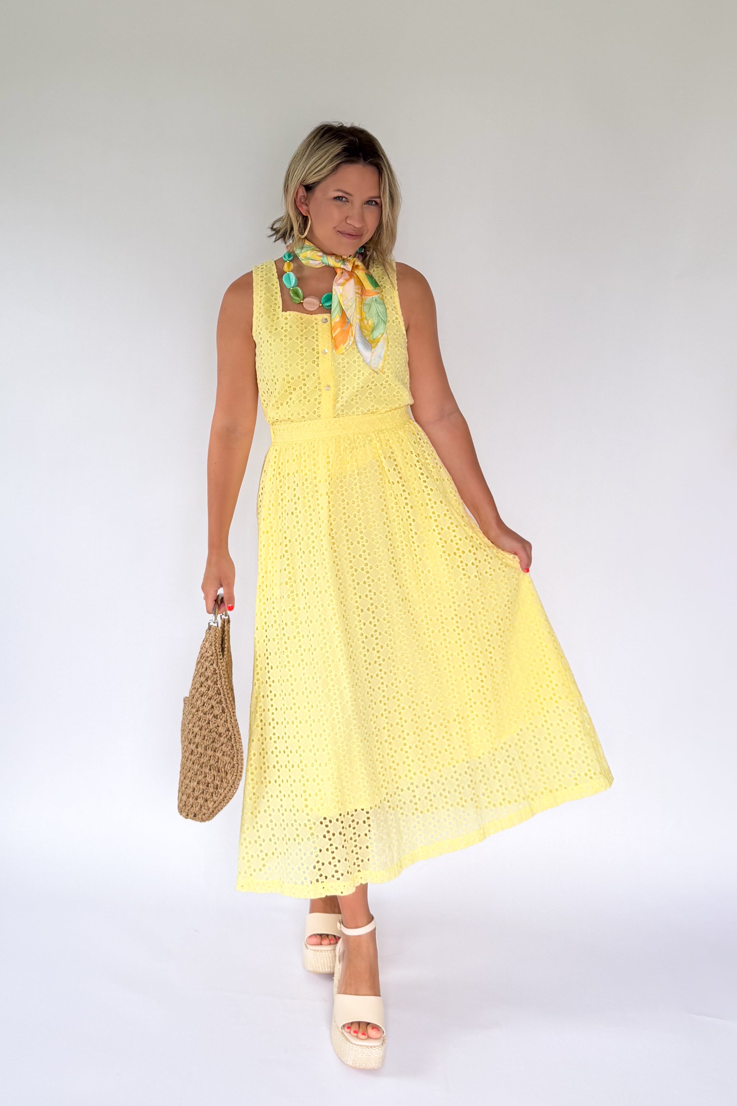 entro yellow eyelet two piece set