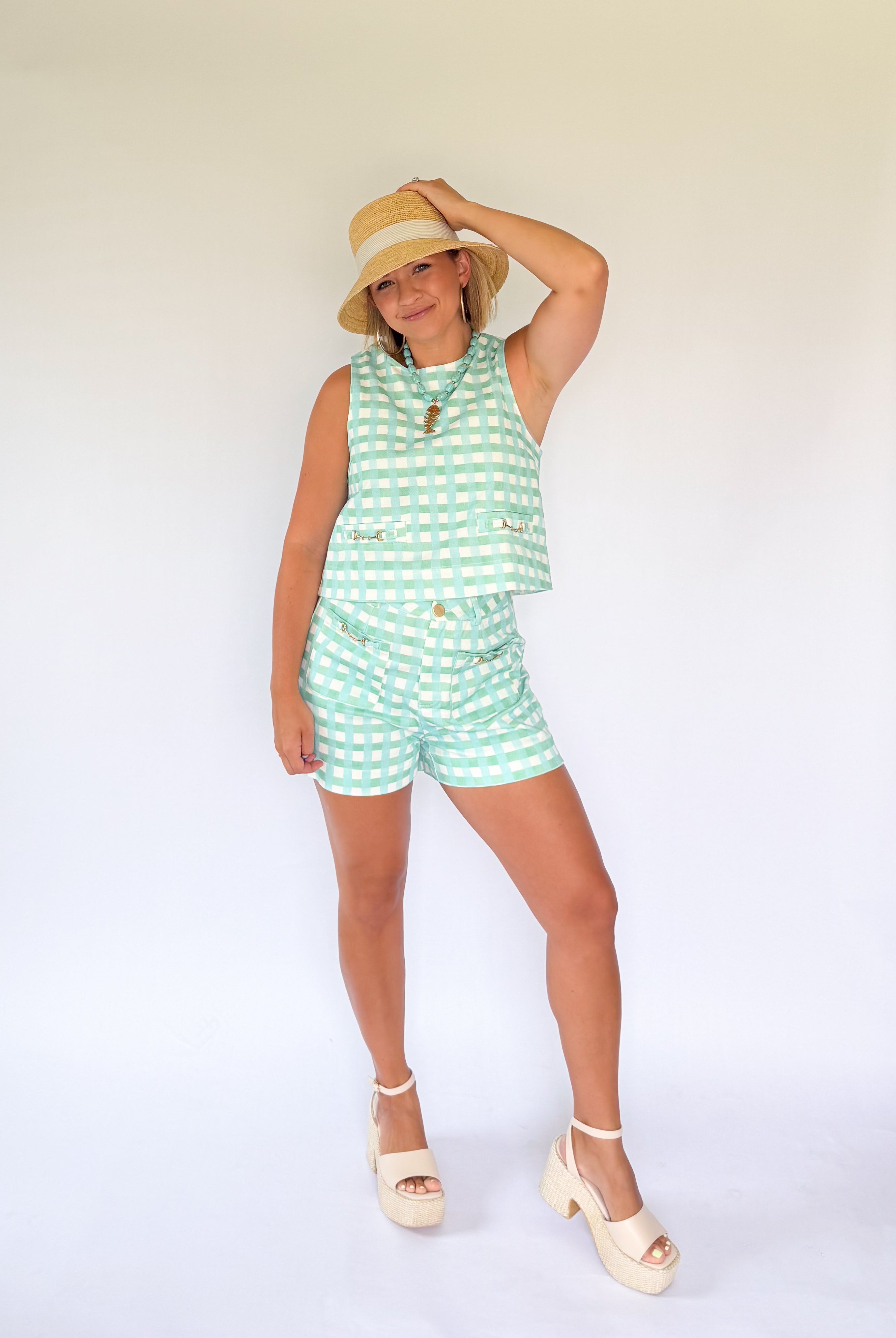 entro mint gingham set