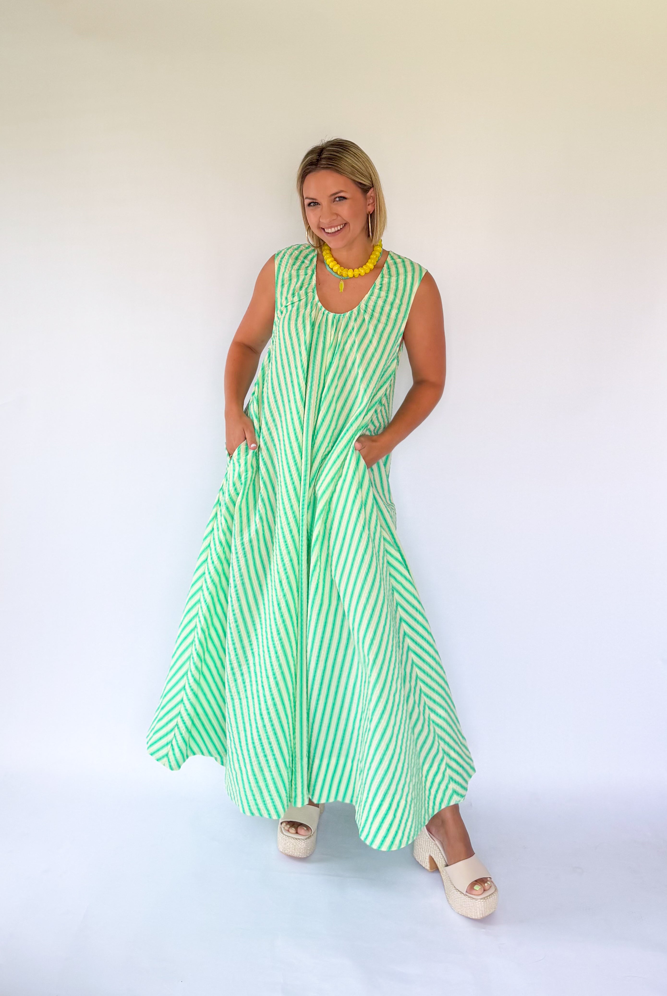 Seersucker Stripe Scoop Maxi By Karlie