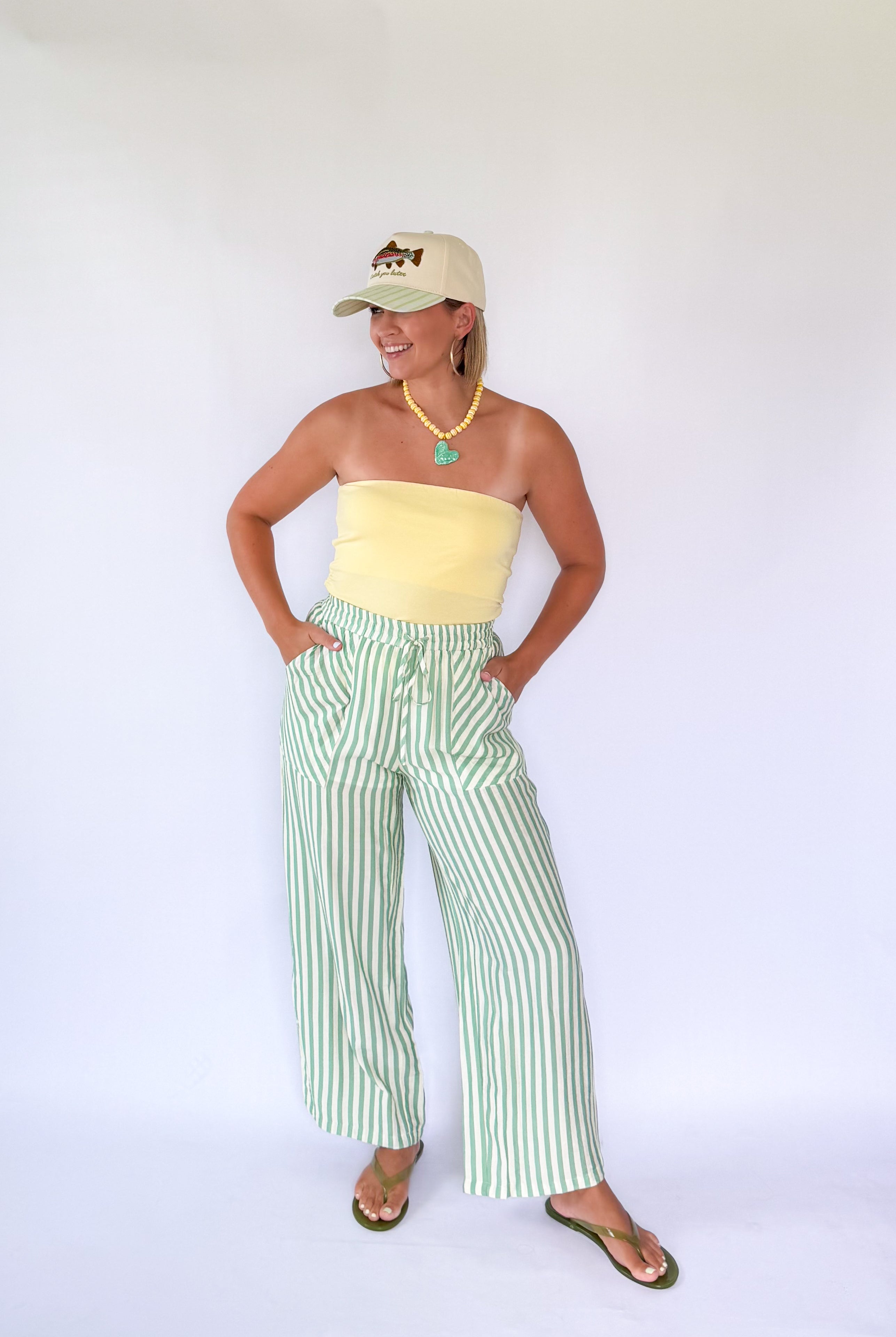 wishlist green & white stripe pant