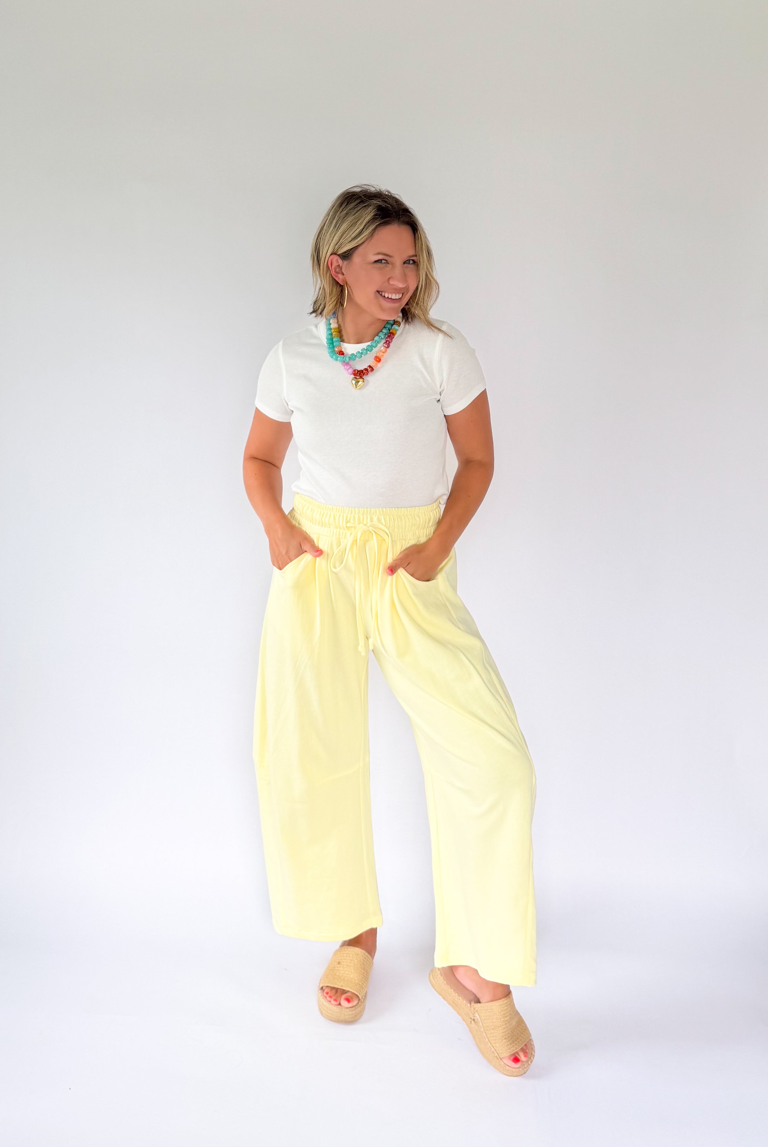 mittoshop butter yellow barrel pant