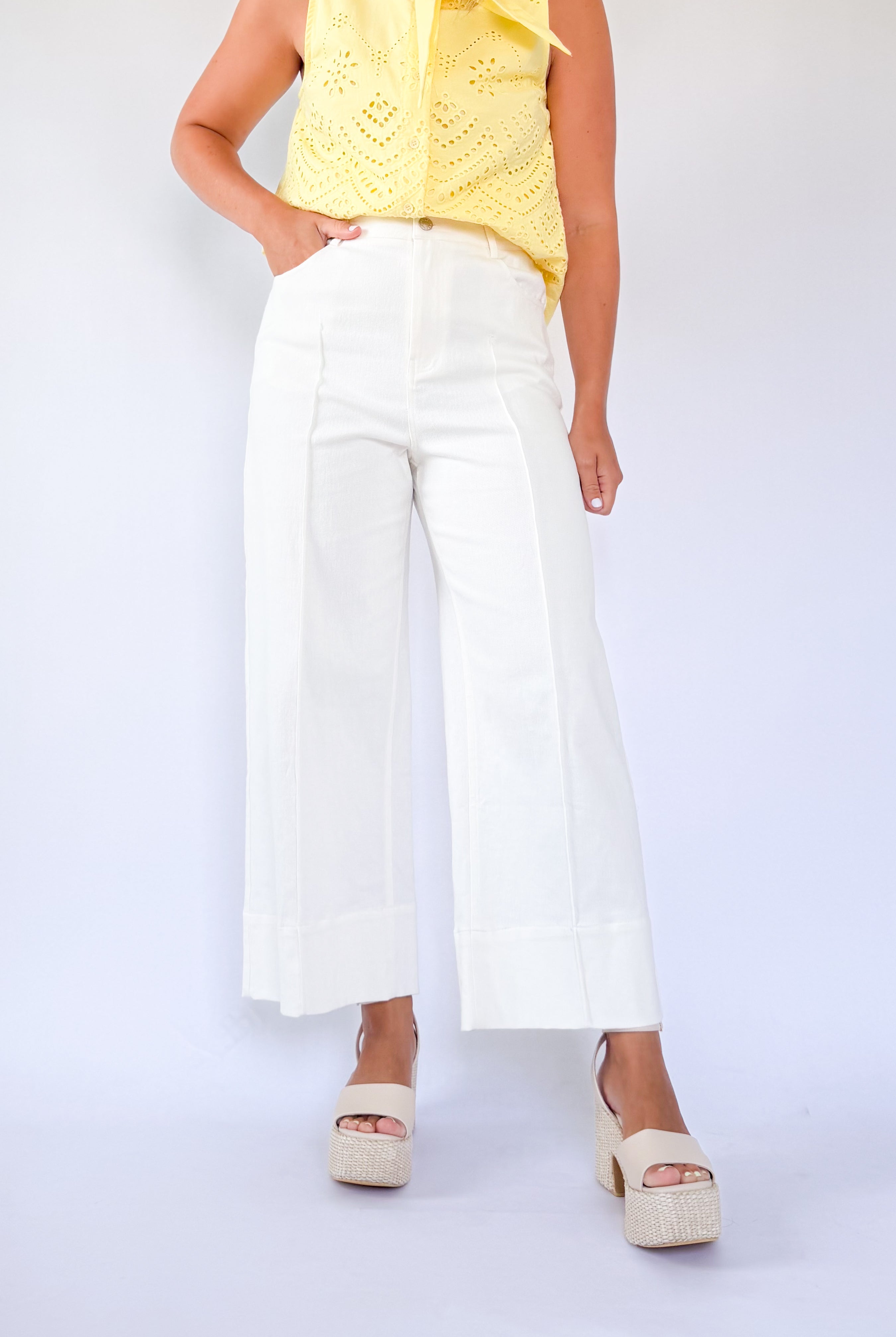 entro white wide leg pant
