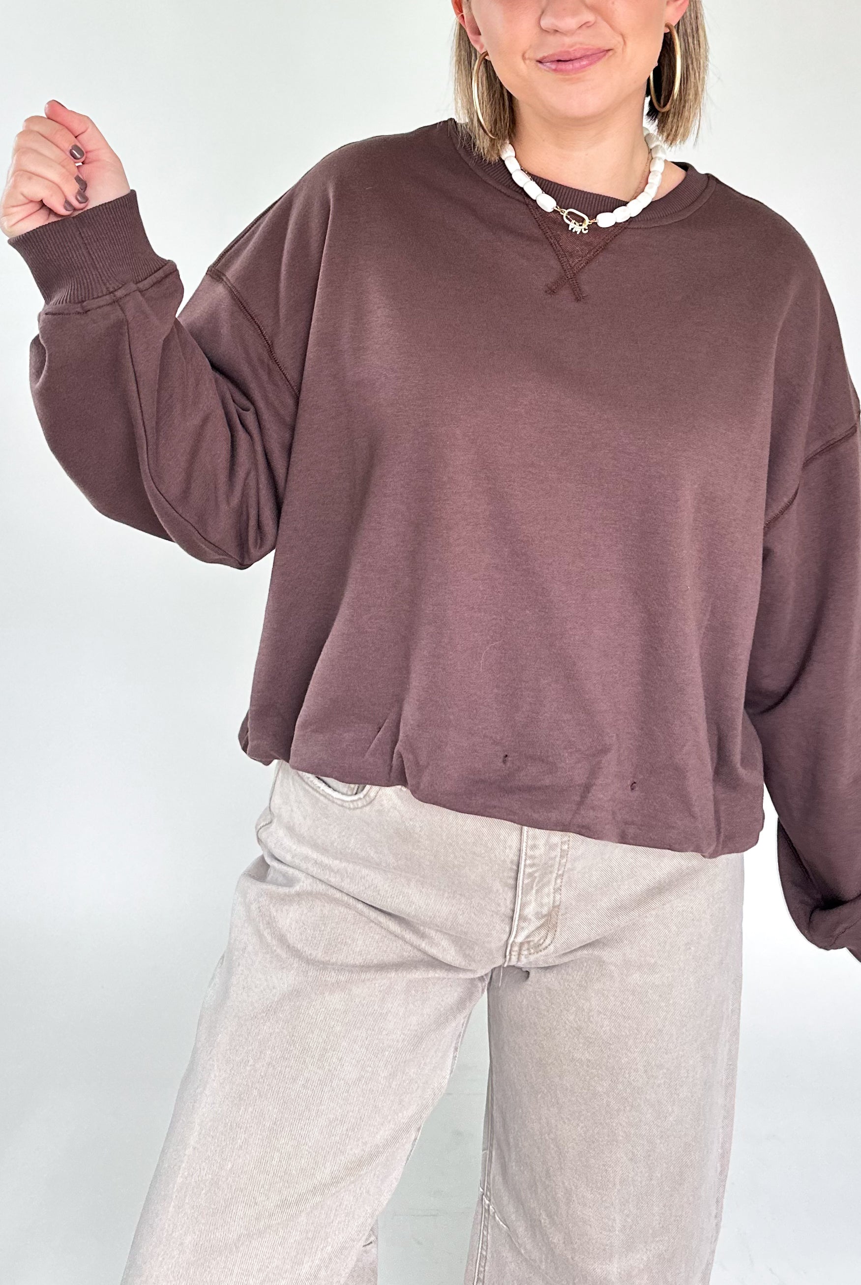 wishlist chocolate brown bubble pullover