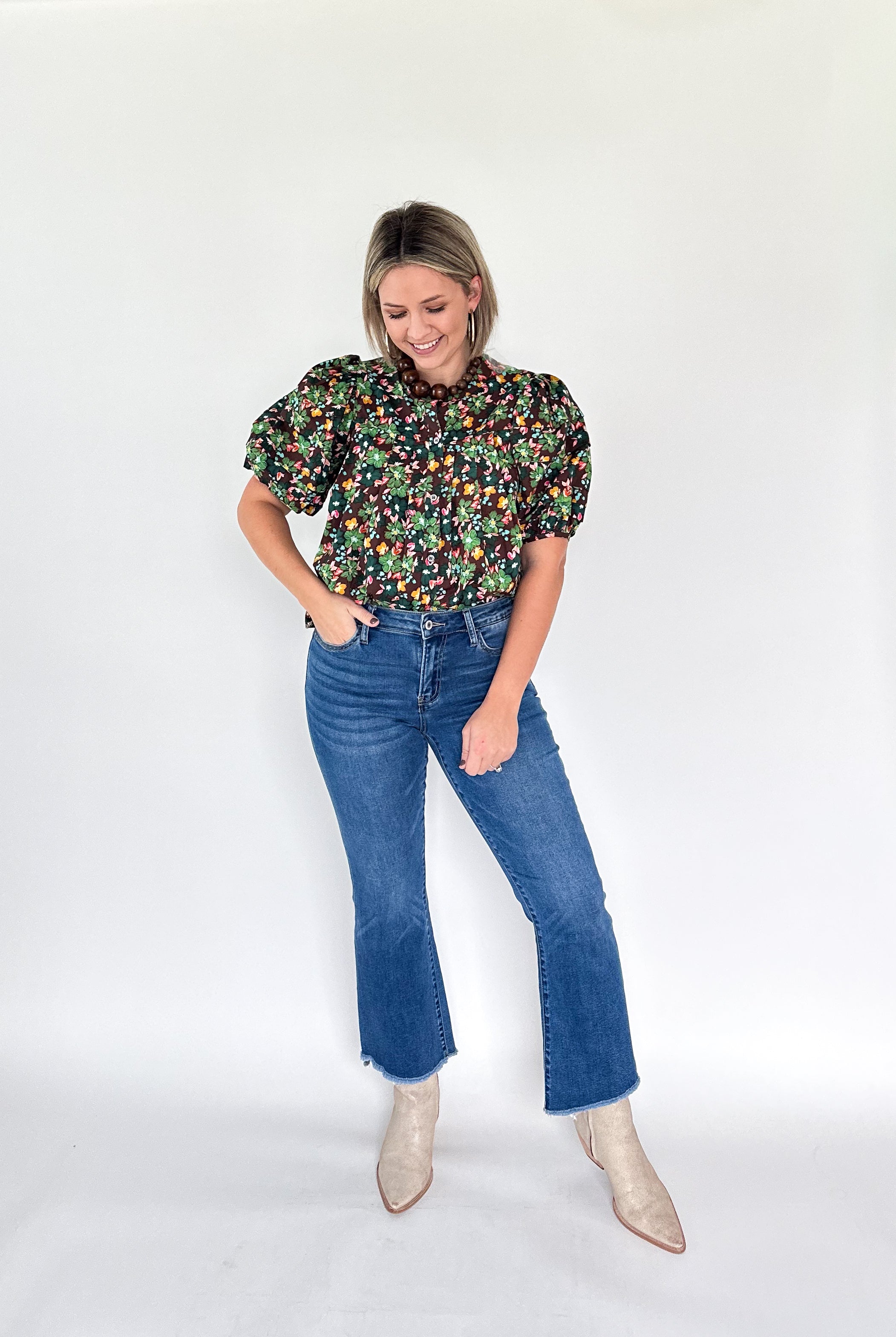 Floral Pleat Top By Karlie