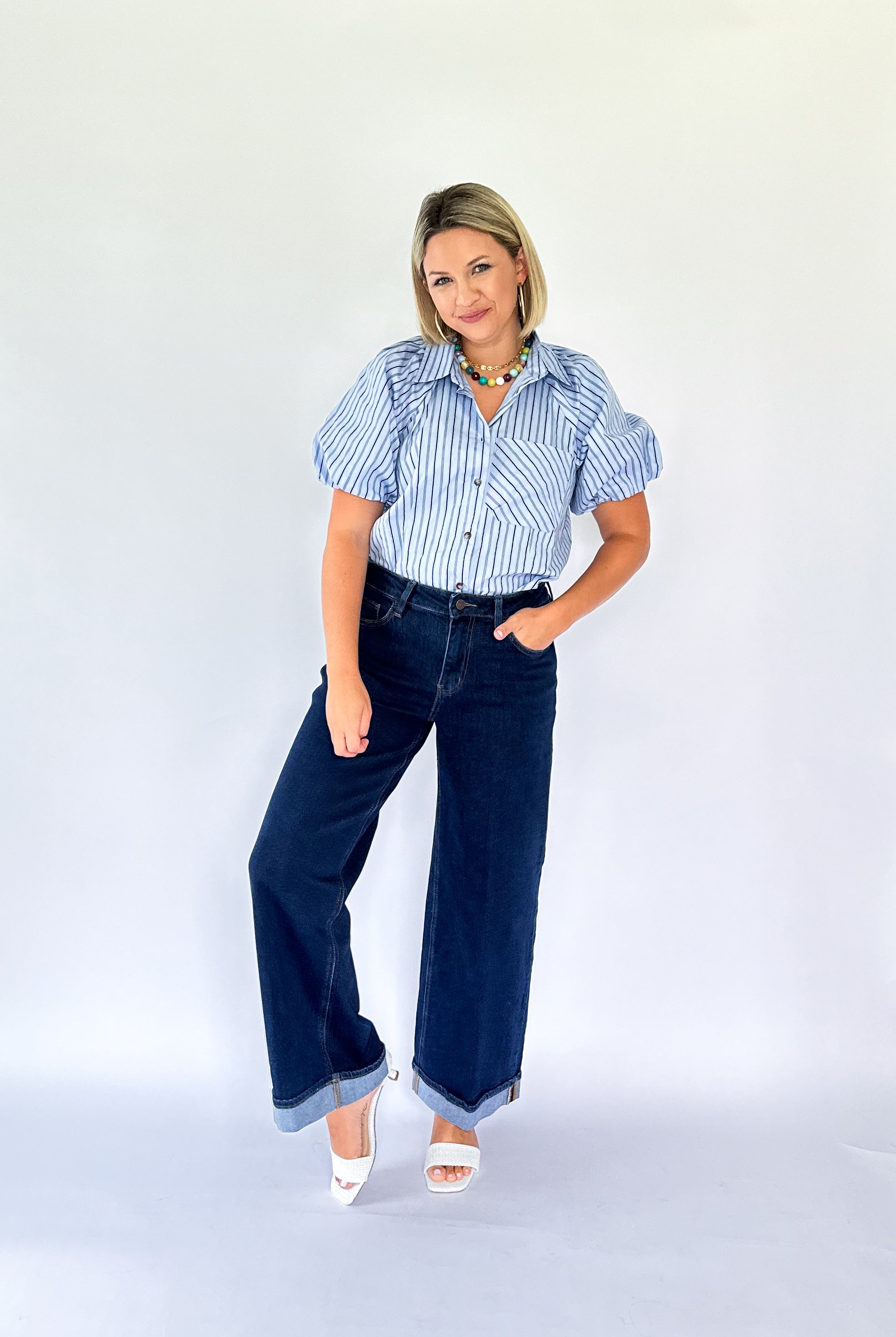 karlie blue & navy stripe top