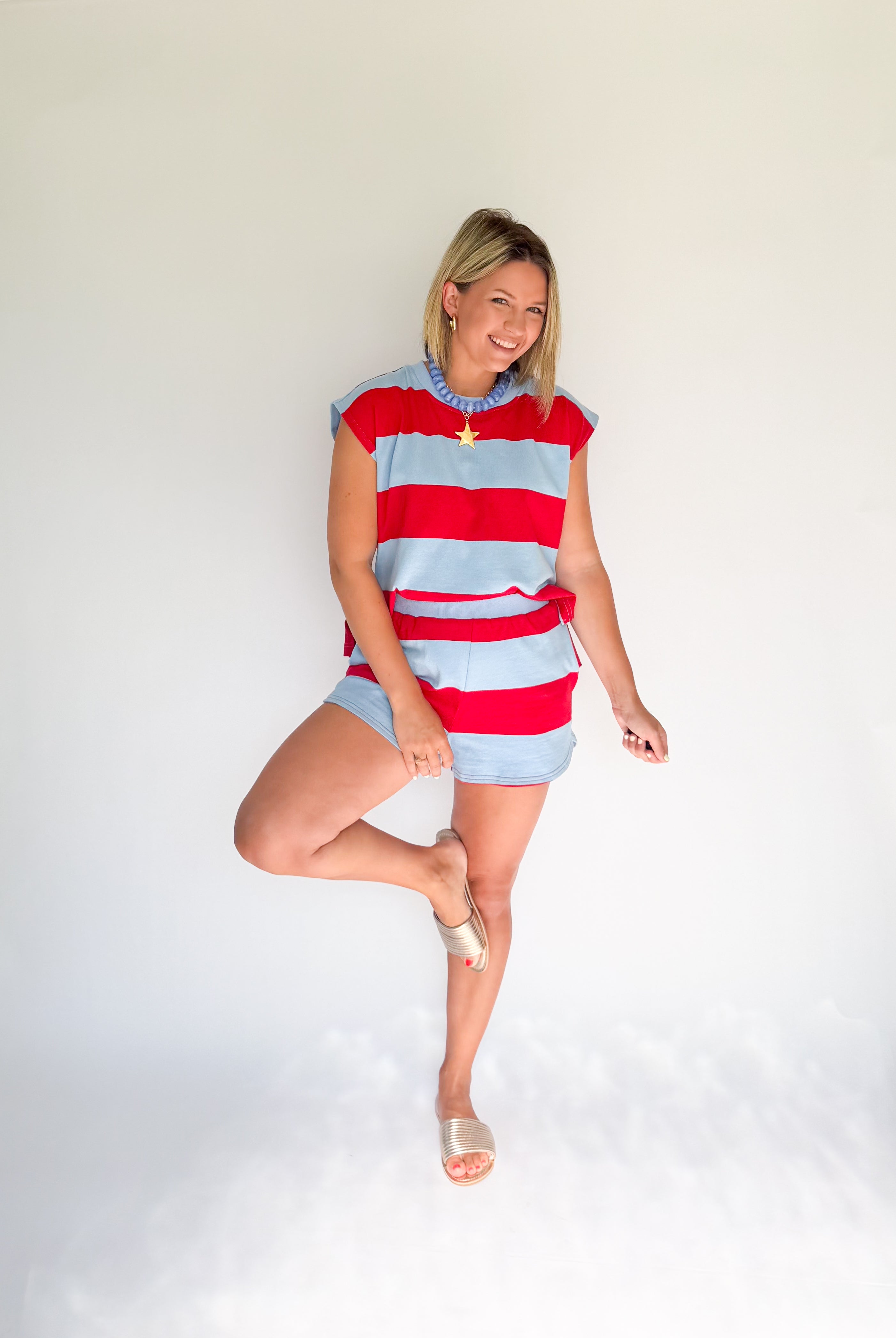 entro red & blue stripe set