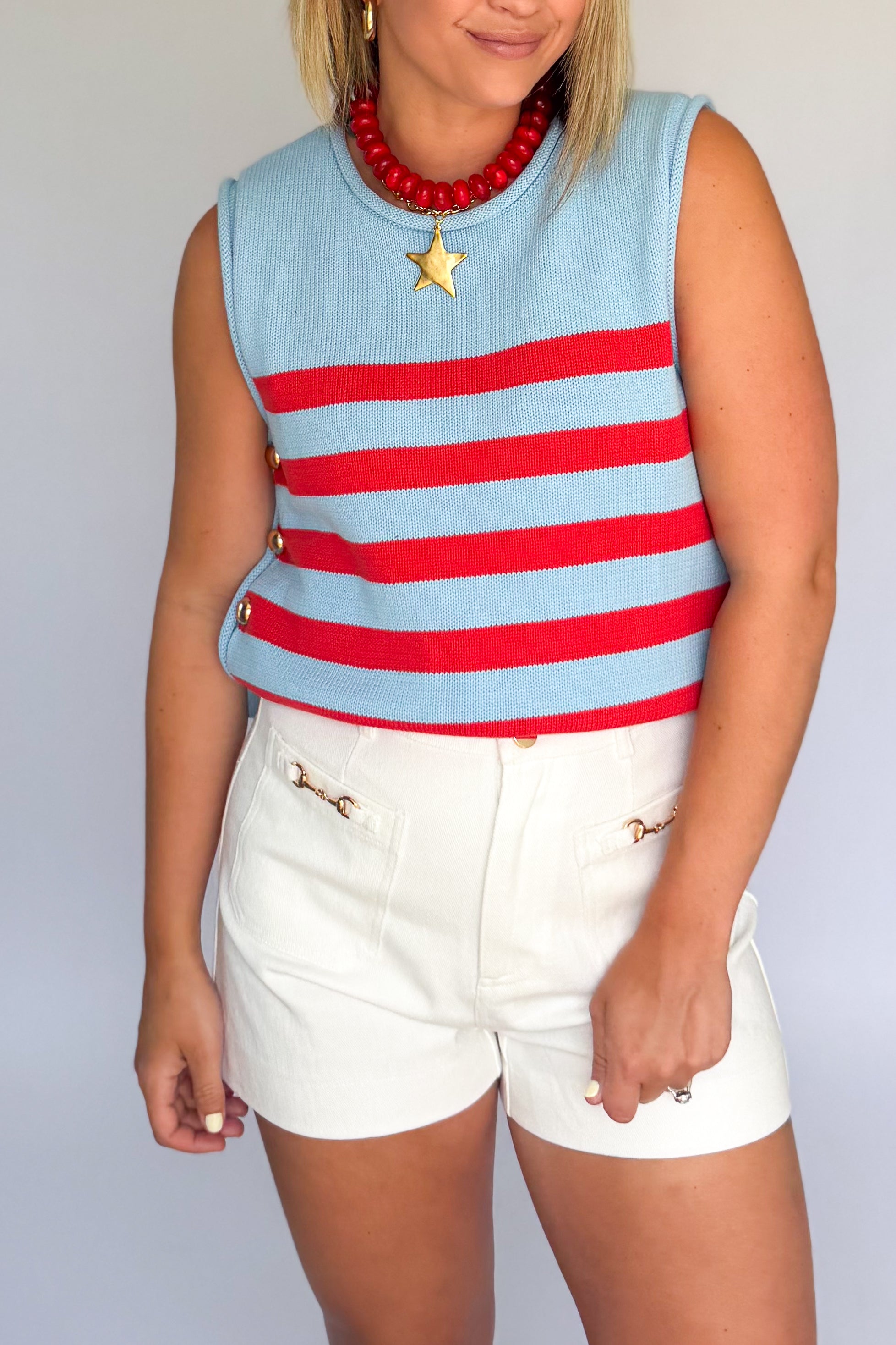 entro blue & red stripe sweater