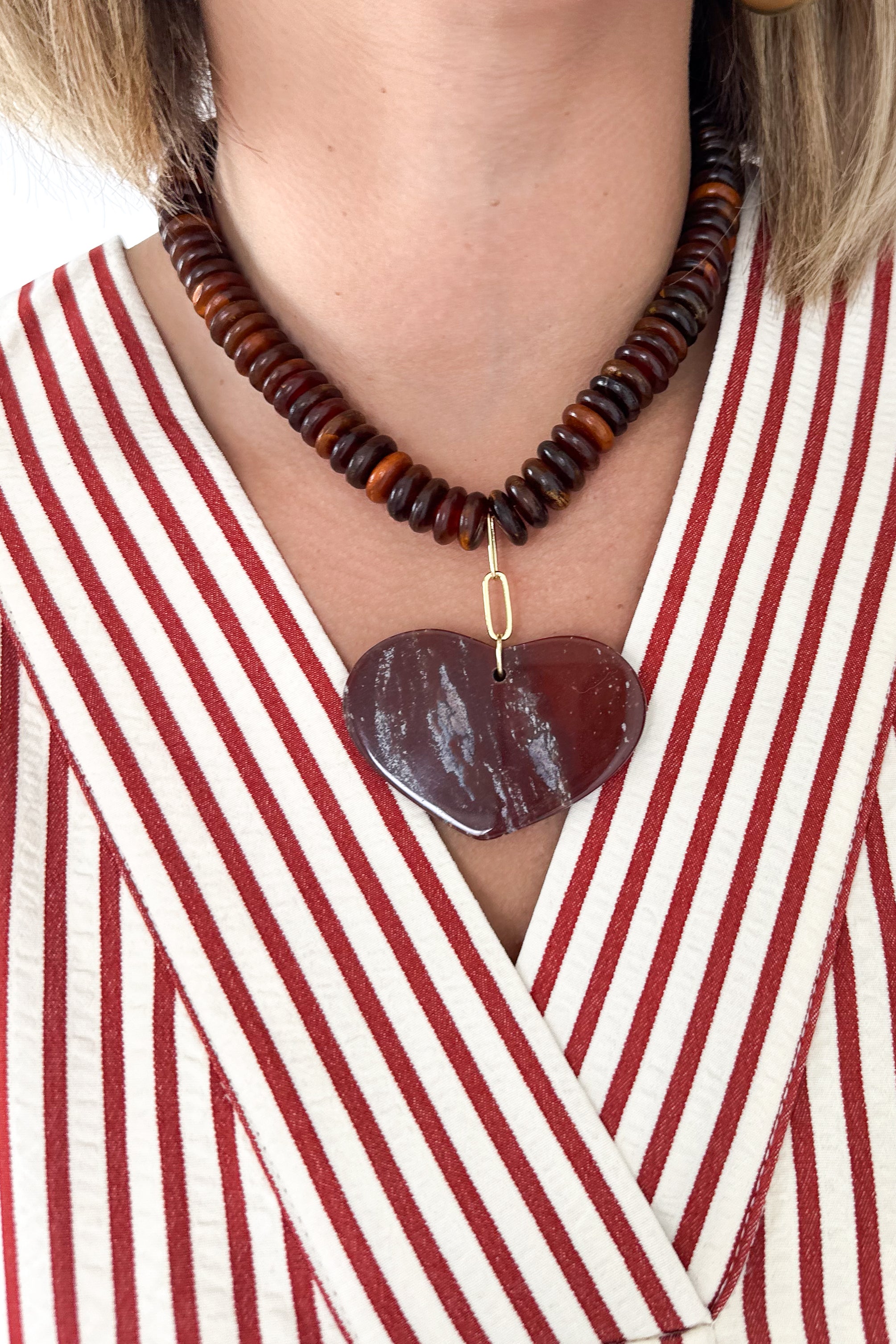 Red Horn Bead Jasper Necklace
