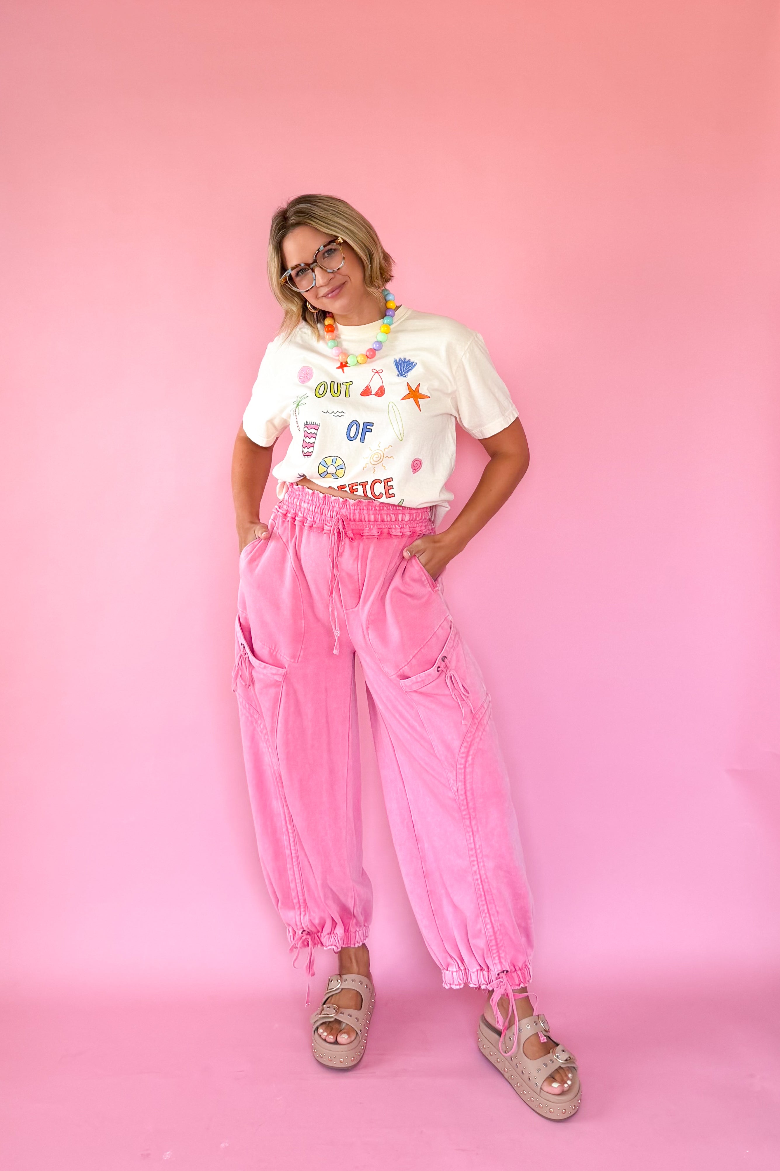 mittoshop pink jogger pants