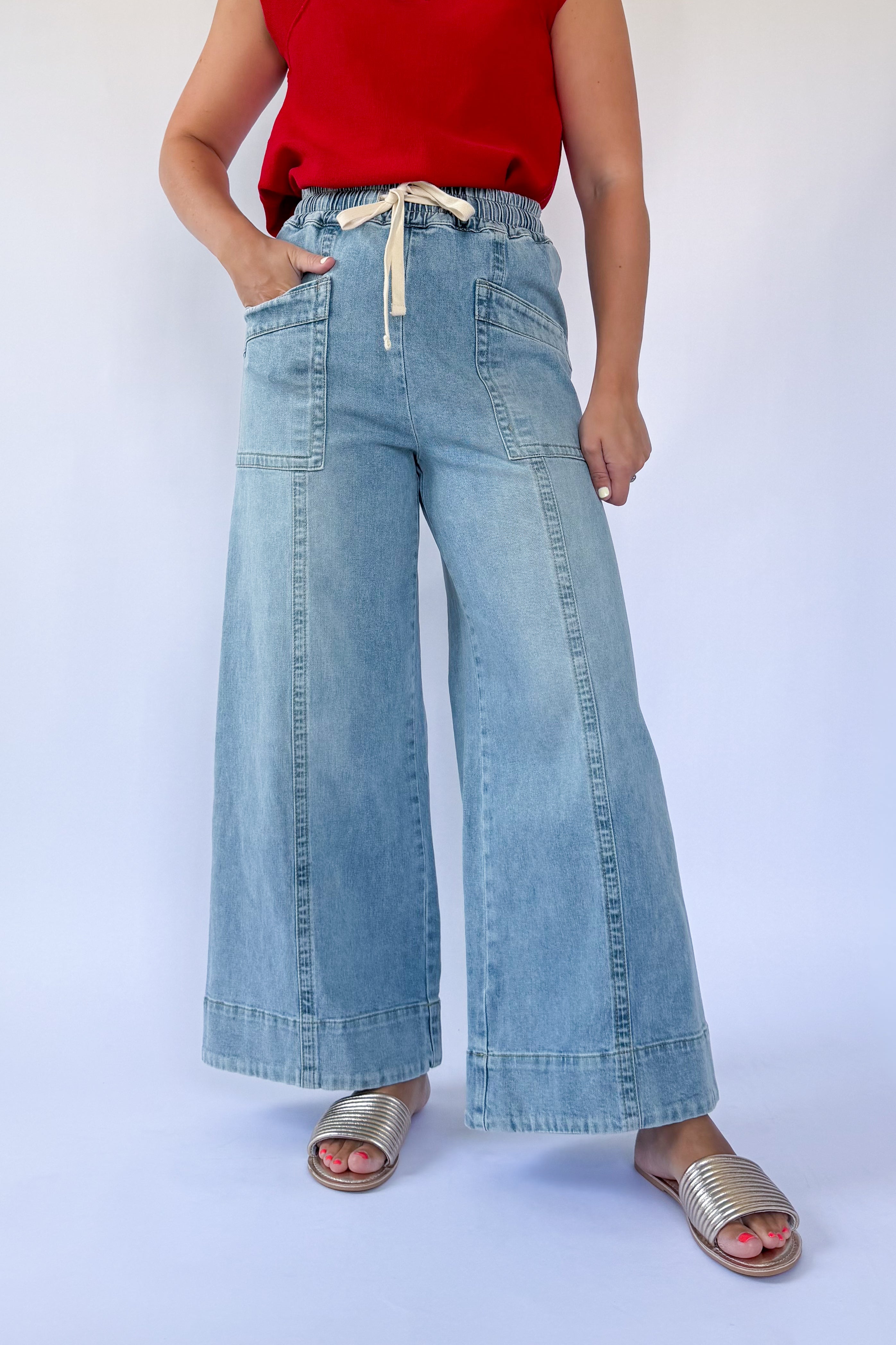 mittoshop denim wide leg pant